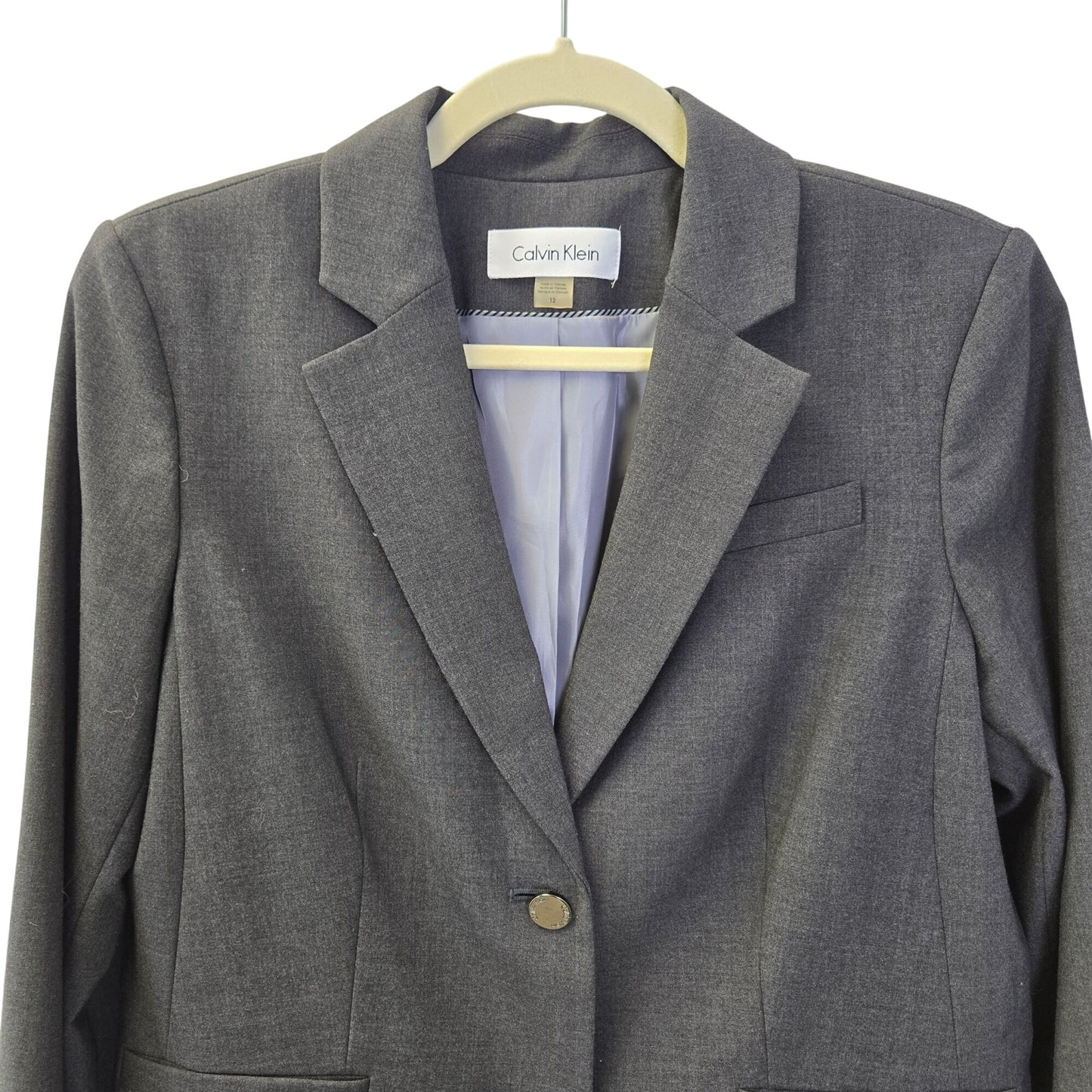 Calvin Klein Two Button Closure Dark Gray Blazer Jacket Size 12