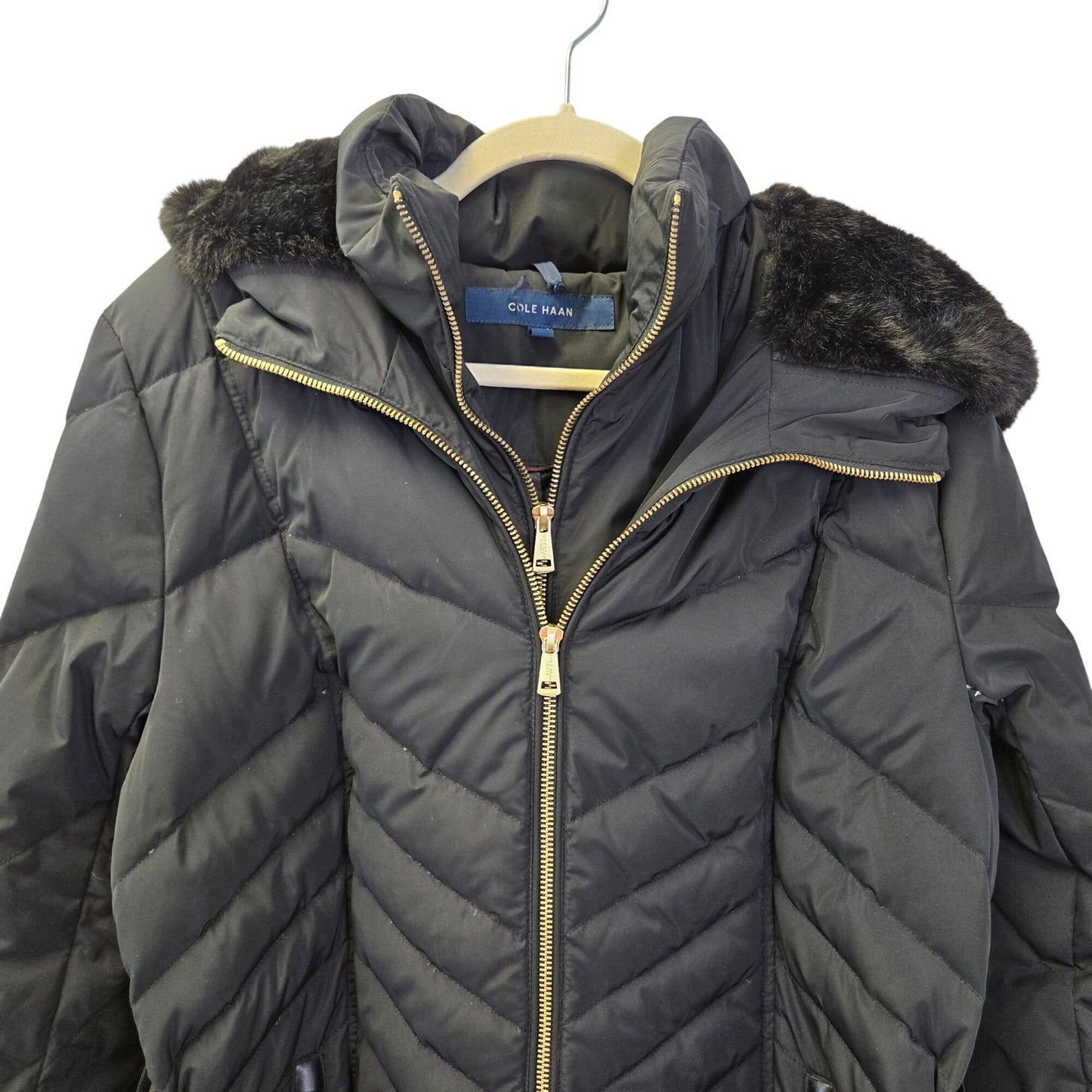 Cole Haan Partially Down Filled Hooded and Belted Puffer Coat Size XL