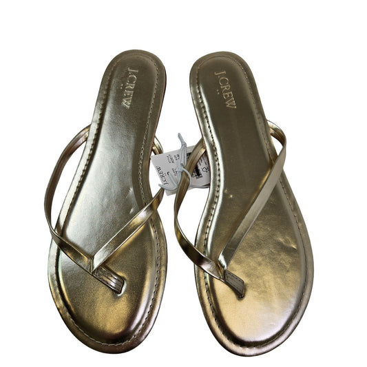 NWT/NWOB J. Crew Factory Easy Summer Gold Metallic Flip Flop Shoes Size 9