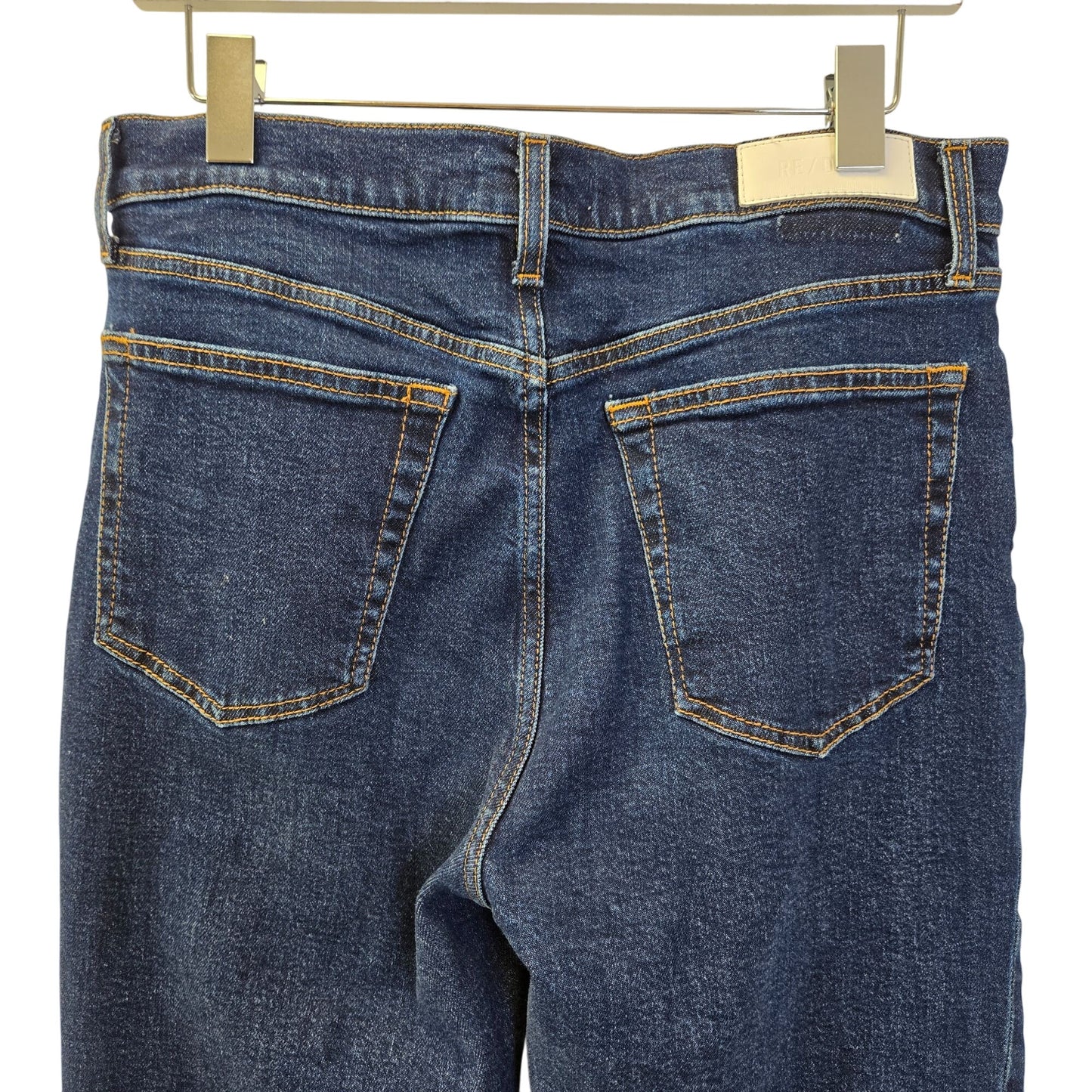 Re/Done '70s Stovepipe Jeans Hidden Button Fly Raw Hem Crop Jeans Size 30