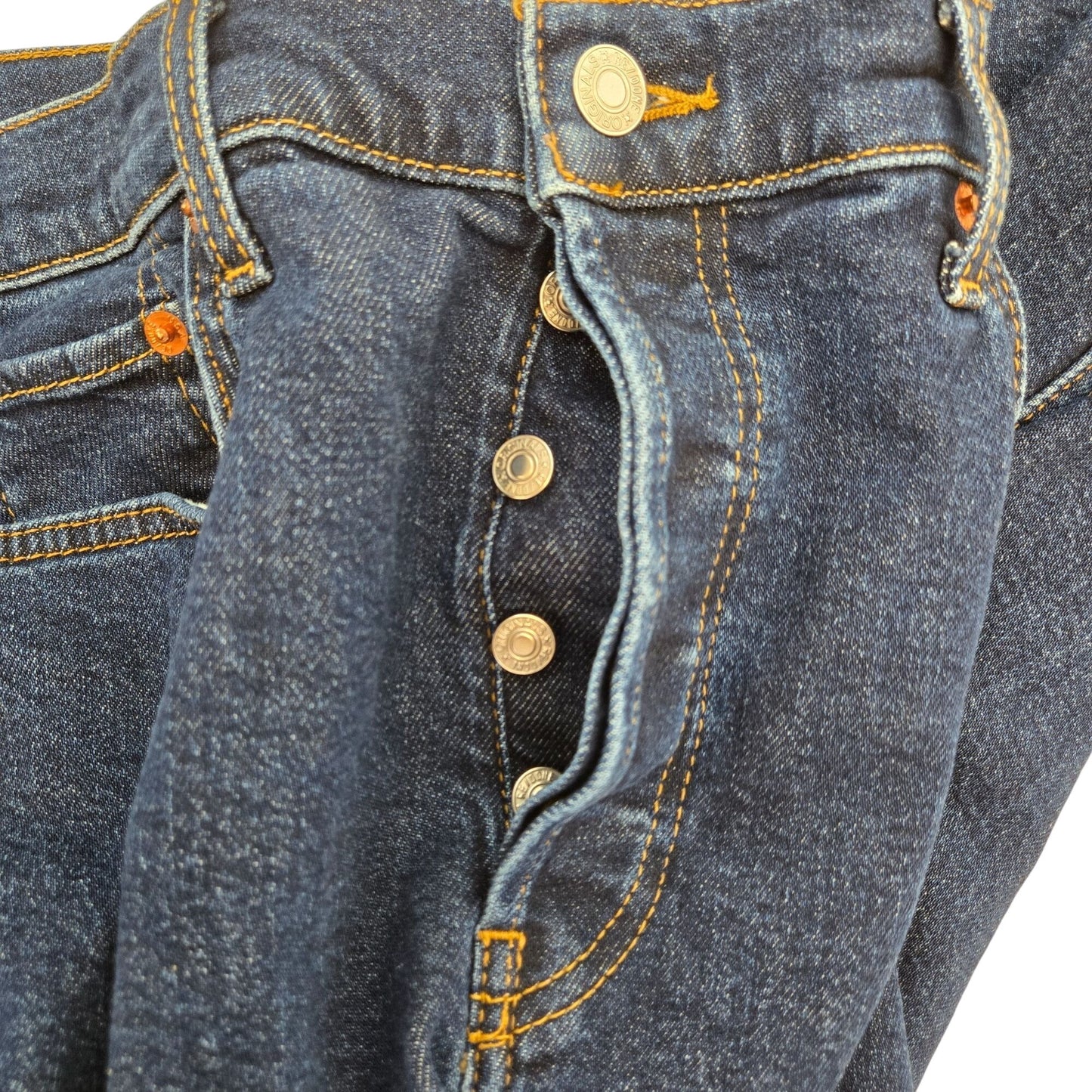 Re/Done '70s Stovepipe Jeans Hidden Button Fly Raw Hem Crop Jeans Size 30