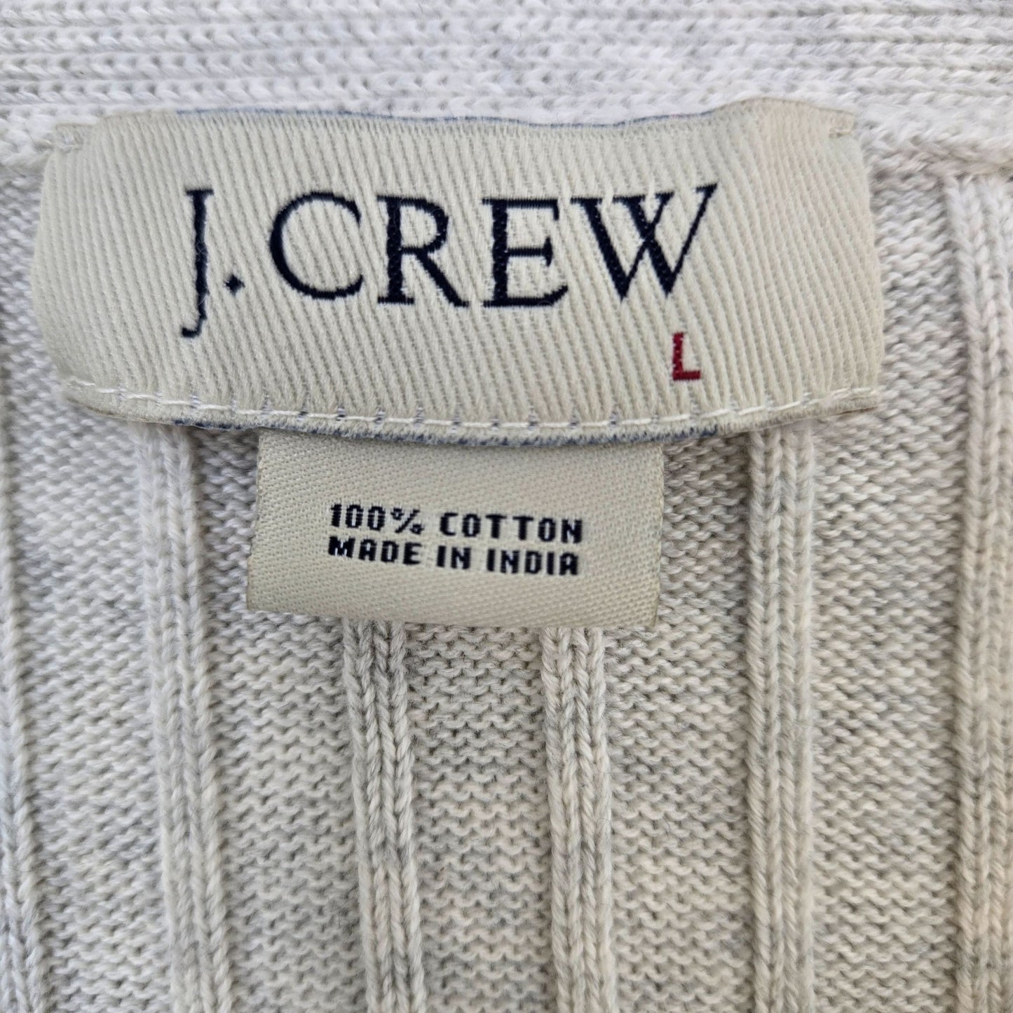 J. Crew Ribbed Cotton V-Neck Sweater Size Large