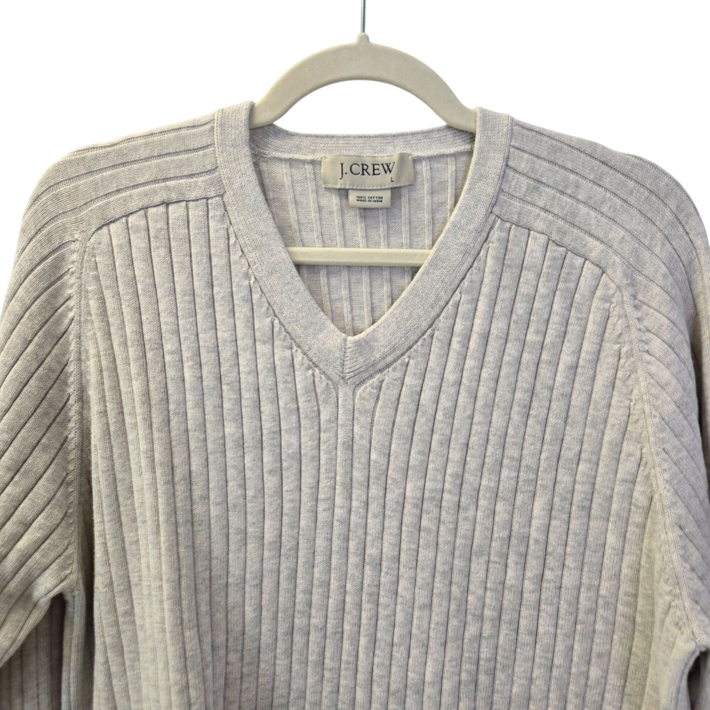 J. Crew Ribbed Cotton V-Neck Sweater Size Large