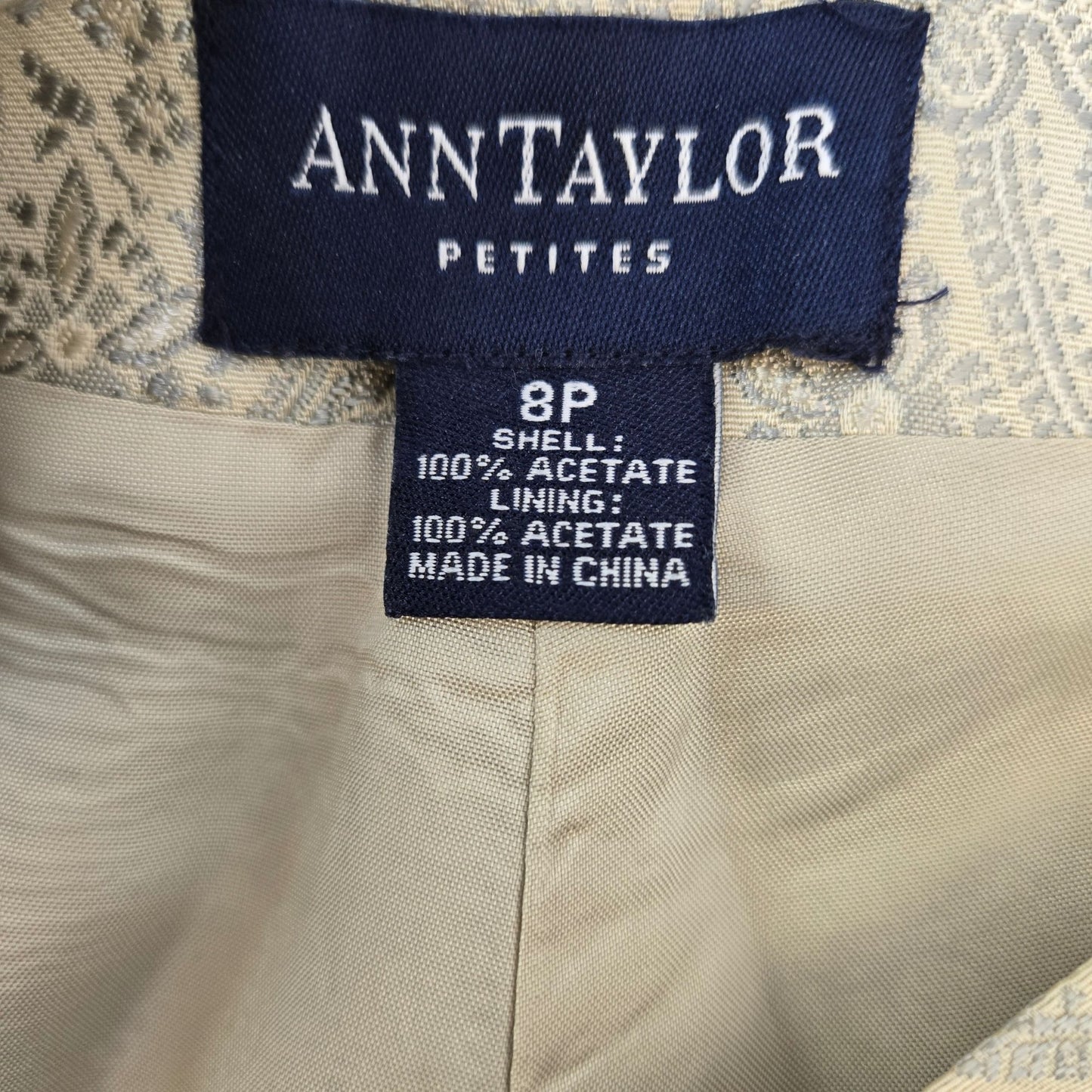 Ann Taylor Petites Paisley Print Metallic Ankle Trouser Pants Size 8 Petite