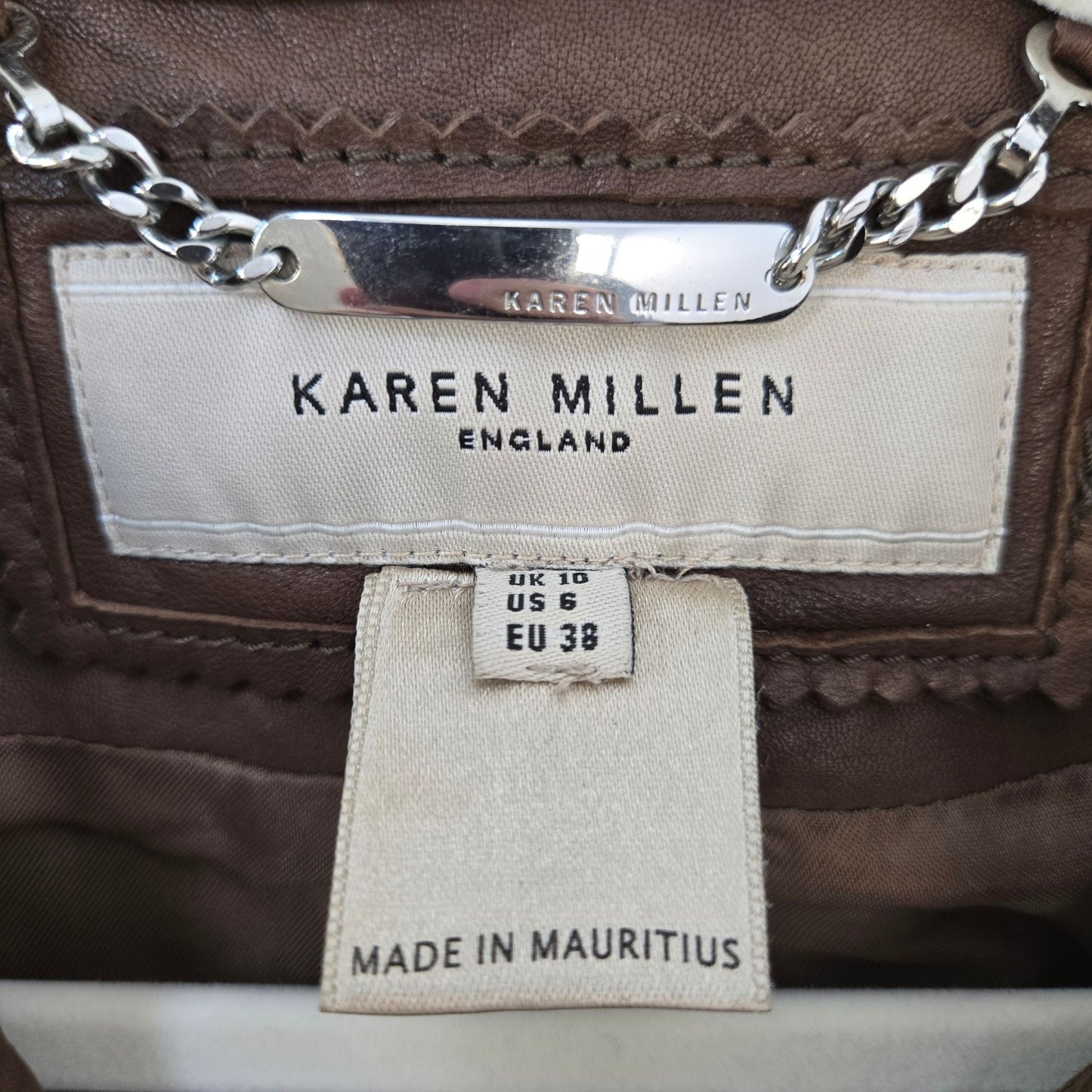 Karen Millen 100% Leather Asymmetrical Zip Moto Jacket Size 6