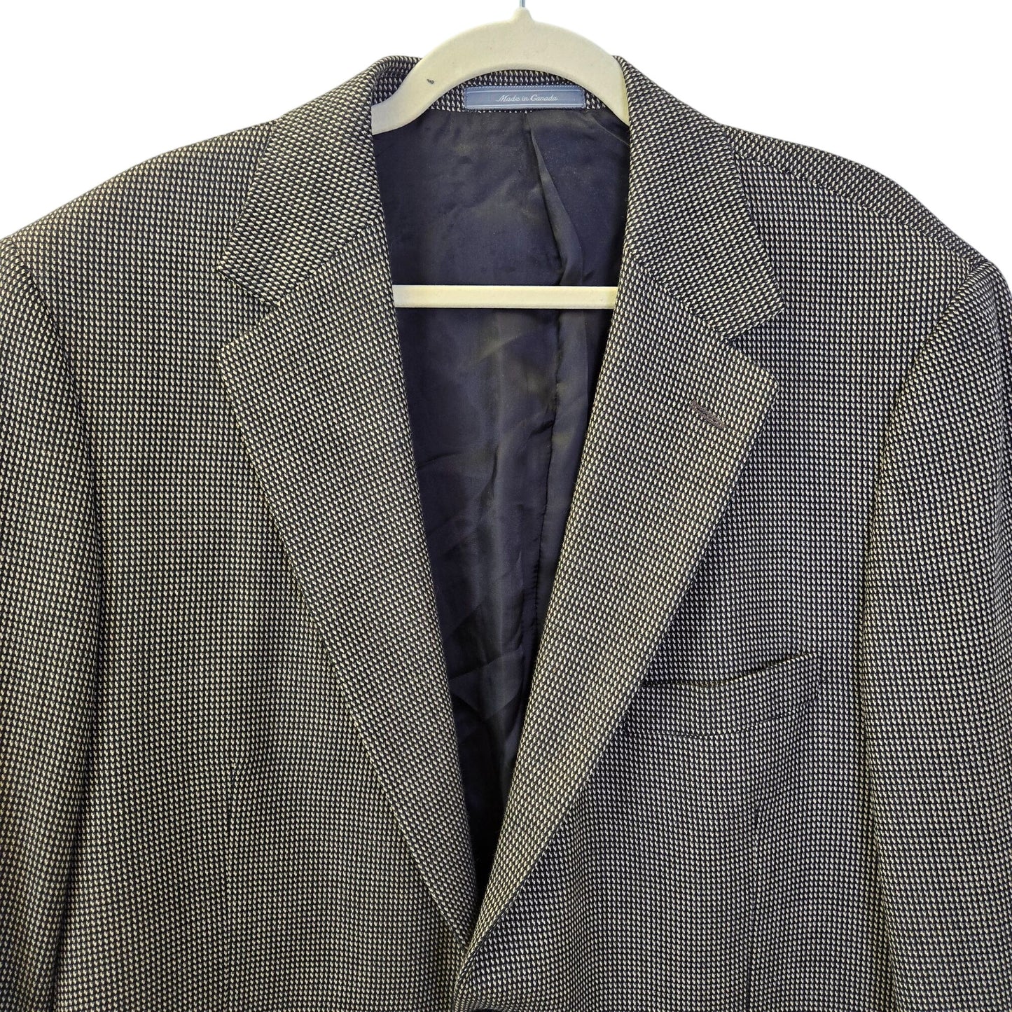 Talbots Men 100% Wool Graphic Print Two Button Sport Coat Size 46 Tall