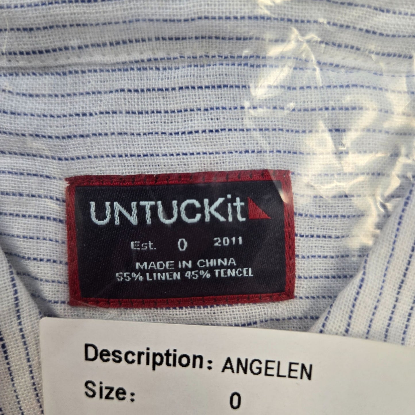 NWT  UNTUCKit Linen Blend Angelen Striped Long Sleeve Button Down Shirt Size 0