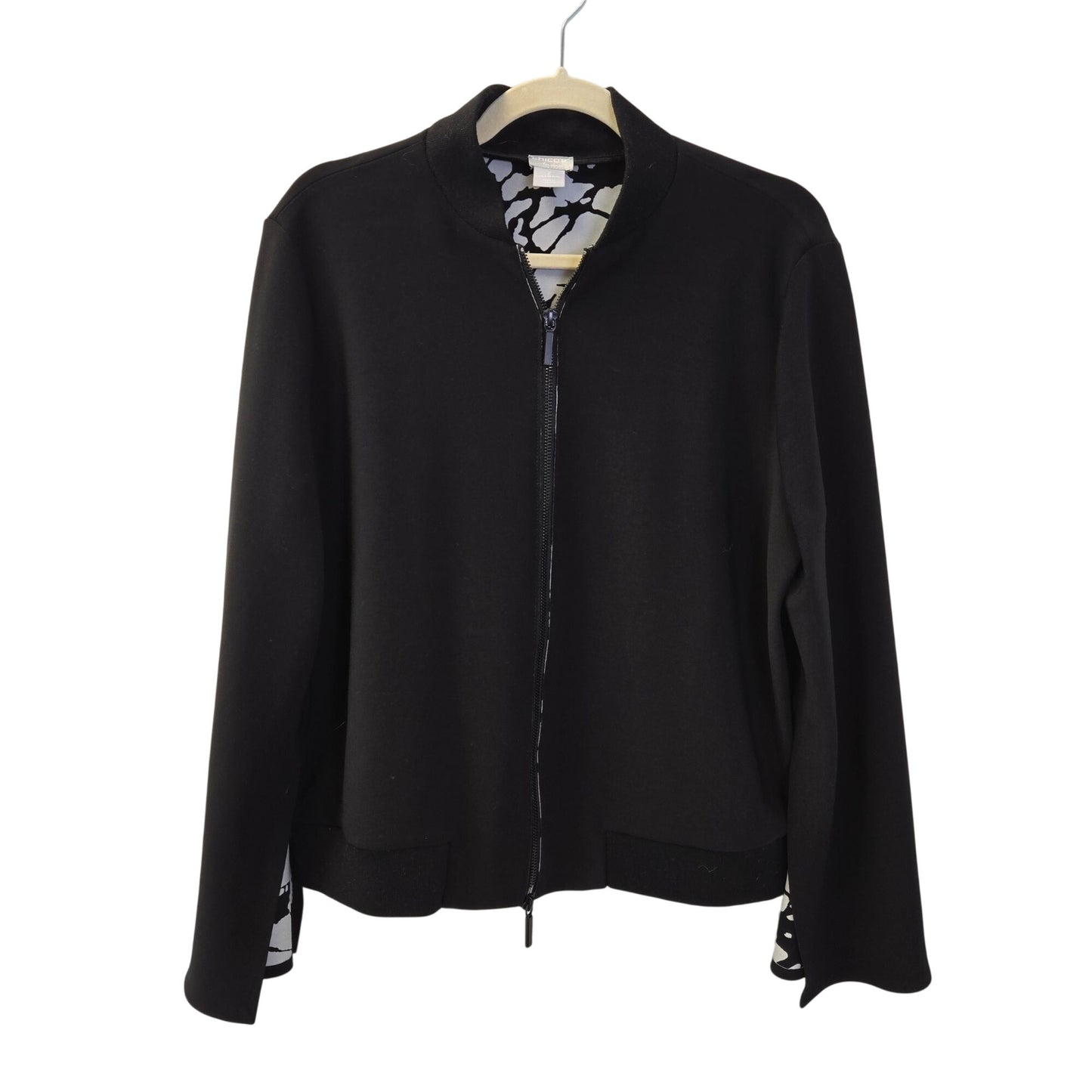 Chico's Travelers Full Zip Split Cuff Bomber Jacket Size Chico's 2/Size 12/14