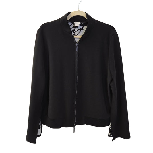 Chico's Travelers Full Zip Split Cuff Bomber Jacket Size Chico's 2/Size 12/14