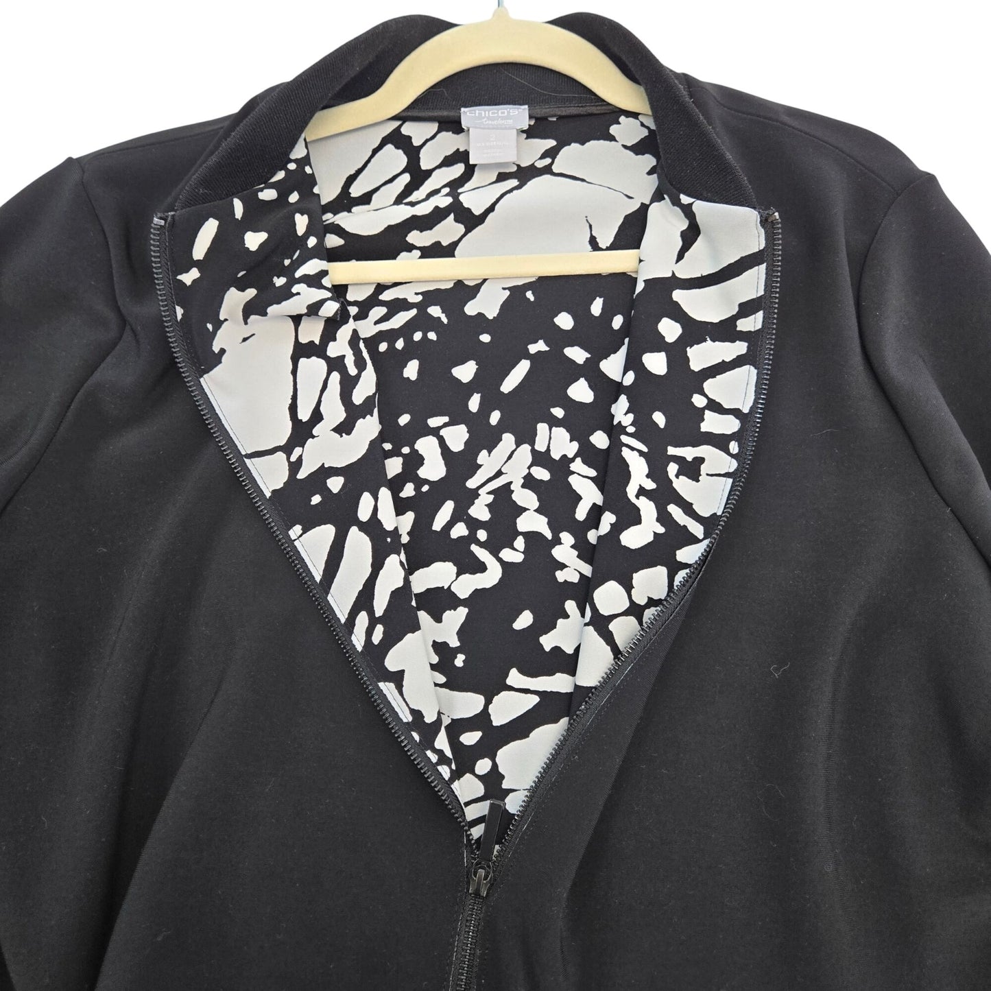 Chico's Travelers Full Zip Split Cuff Bomber Jacket Size Chico's 2/Size 12/14