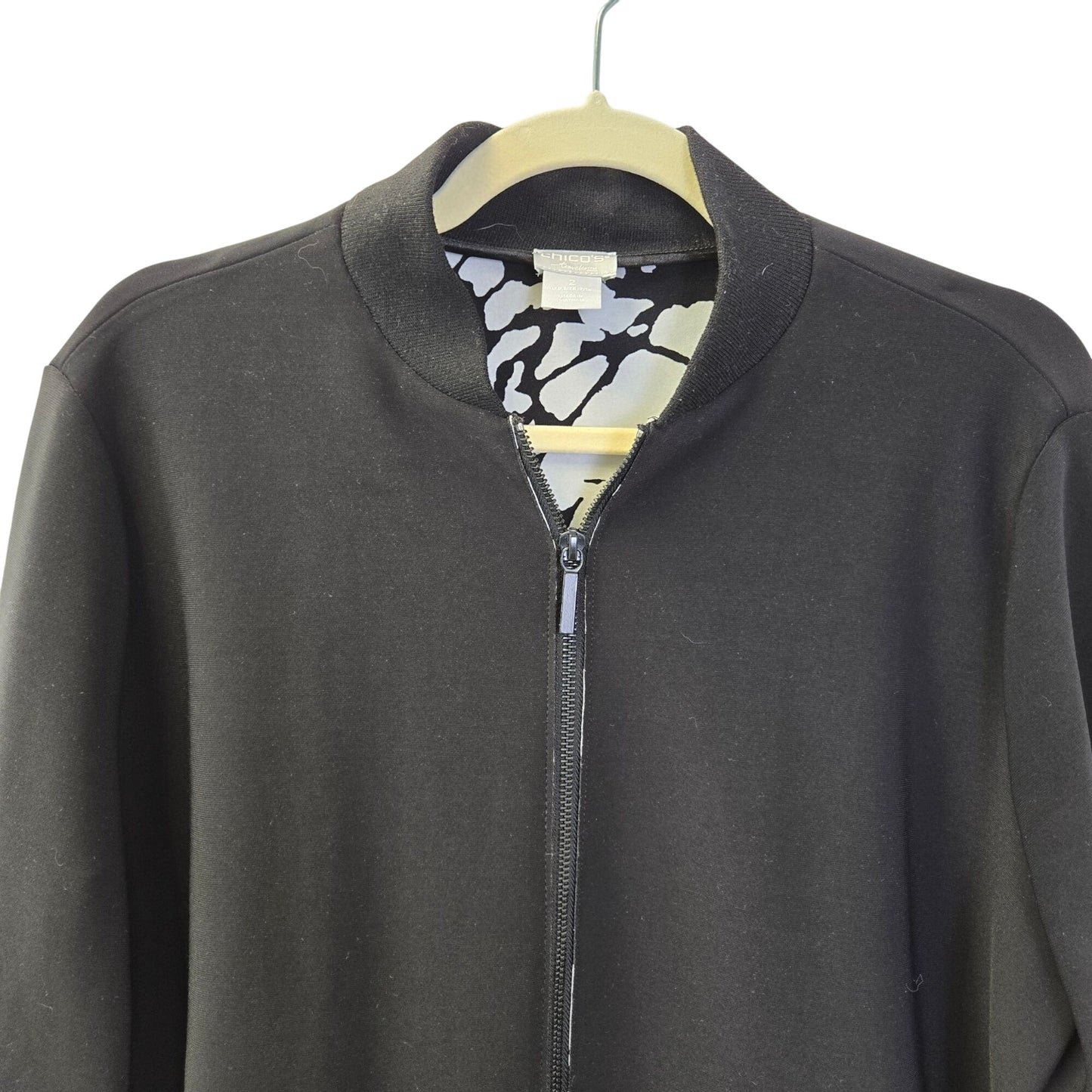 Chico's Travelers Full Zip Split Cuff Bomber Jacket Size Chico's 2/Size 12/14