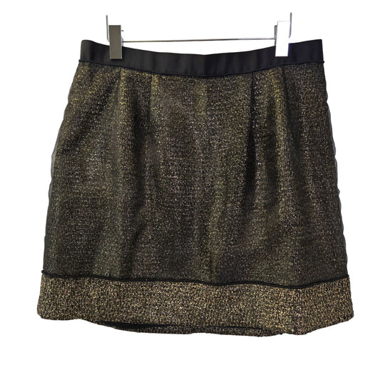 Ann Taylor Loft Gold Metallic Organza Overlay A-Line Skirt Size 12