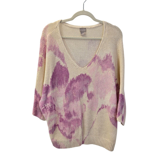 Chico's Linen Blend Open Knit Scoop Neck Sweater Size Chico's 3/XL