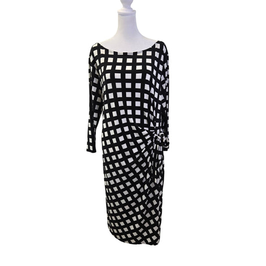 Ann Taylor Square Print Side Tie 3/4 Sleeve Dress Size XL
