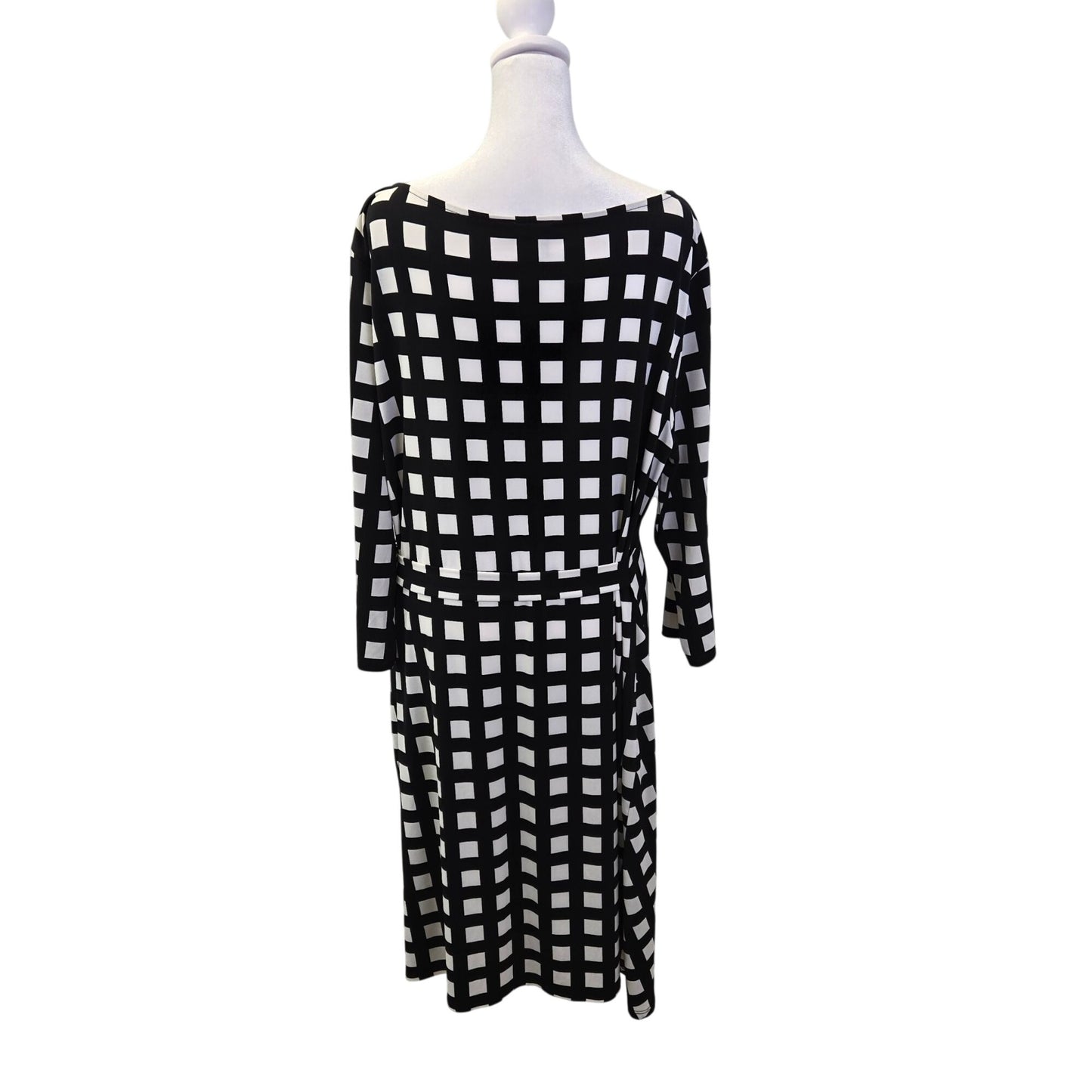 Ann Taylor Square Print Side Tie 3/4 Sleeve Dress Size XL