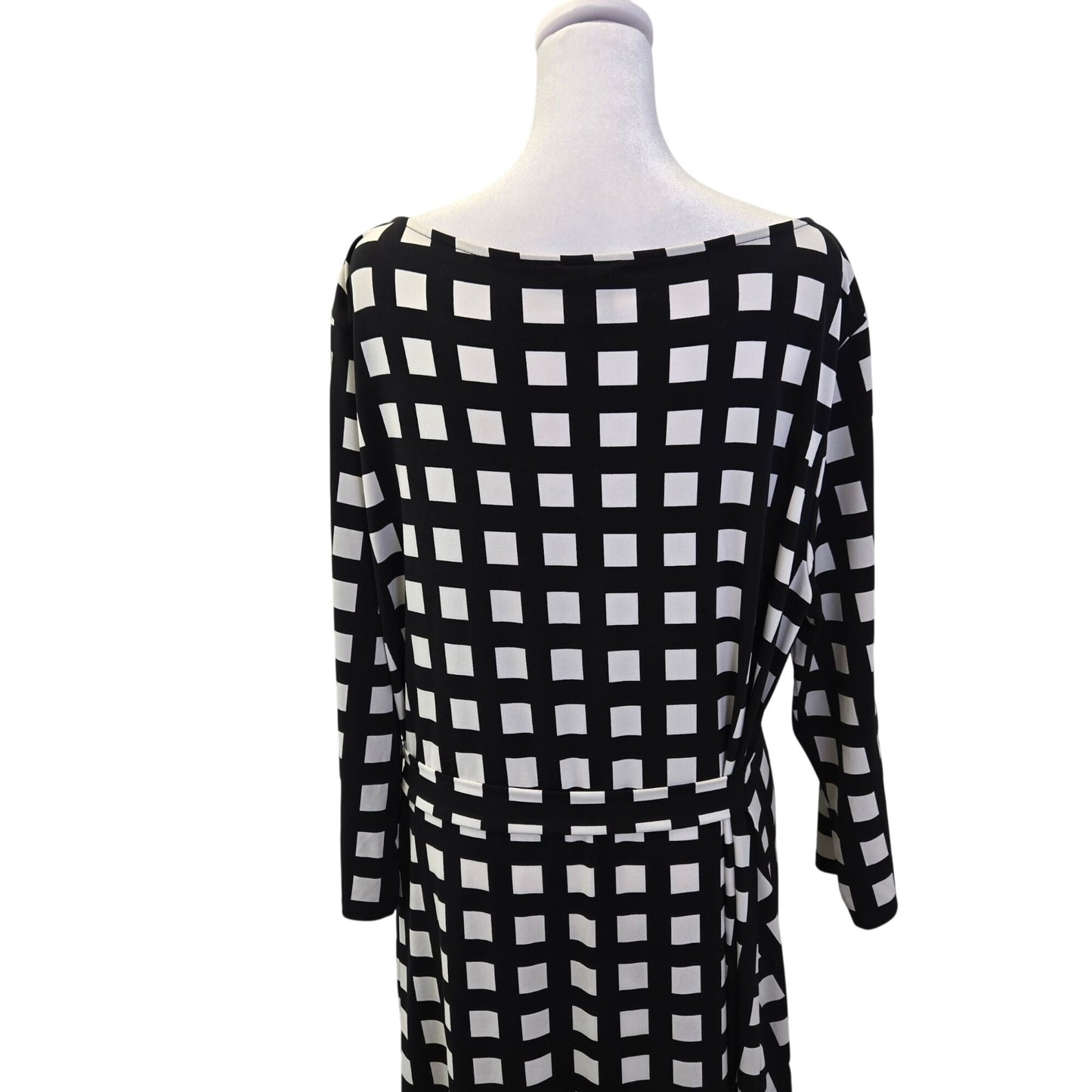 Ann Taylor Square Print Side Tie 3/4 Sleeve Dress Size XL