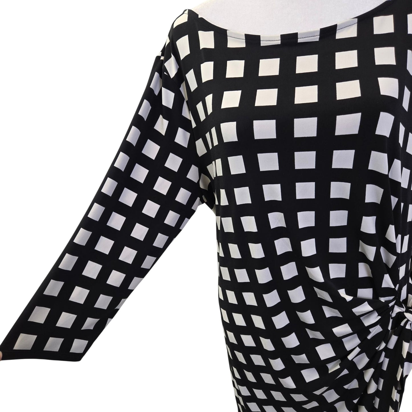 Ann Taylor Square Print Side Tie 3/4 Sleeve Dress Size XL