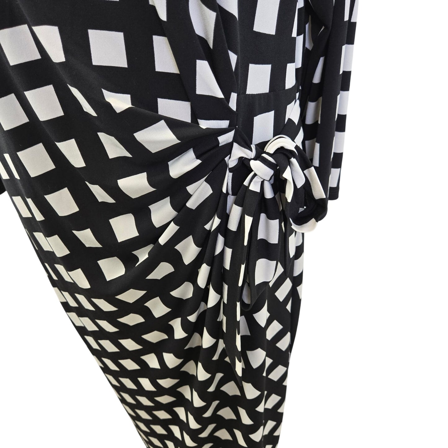 Ann Taylor Square Print Side Tie 3/4 Sleeve Dress Size XL