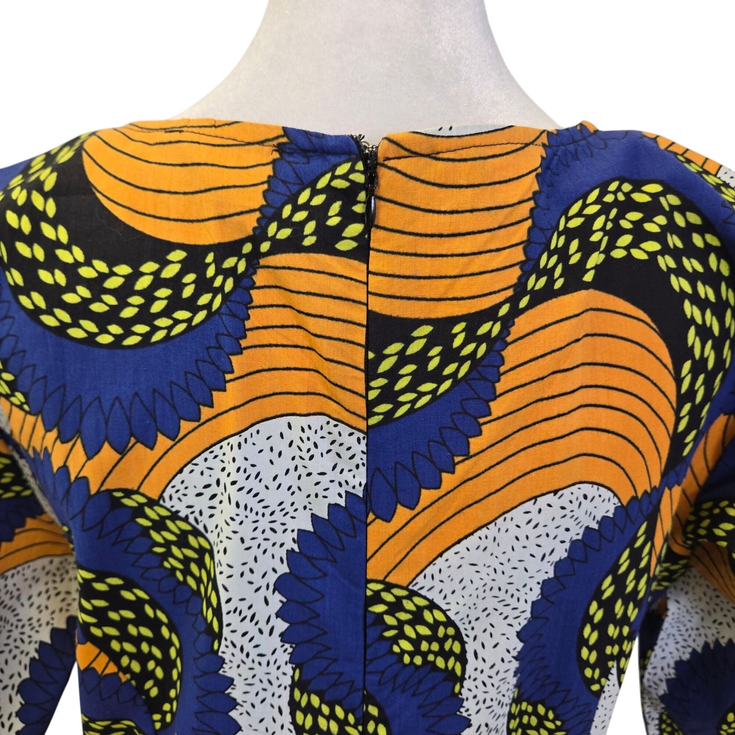 ASHRO 100% Cotton Ankara Print Midi Fit & Flare Dress Size 8