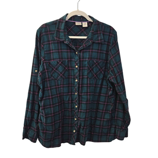 L.L. Bean Flannel Plaid Button Down Shirt Size XL