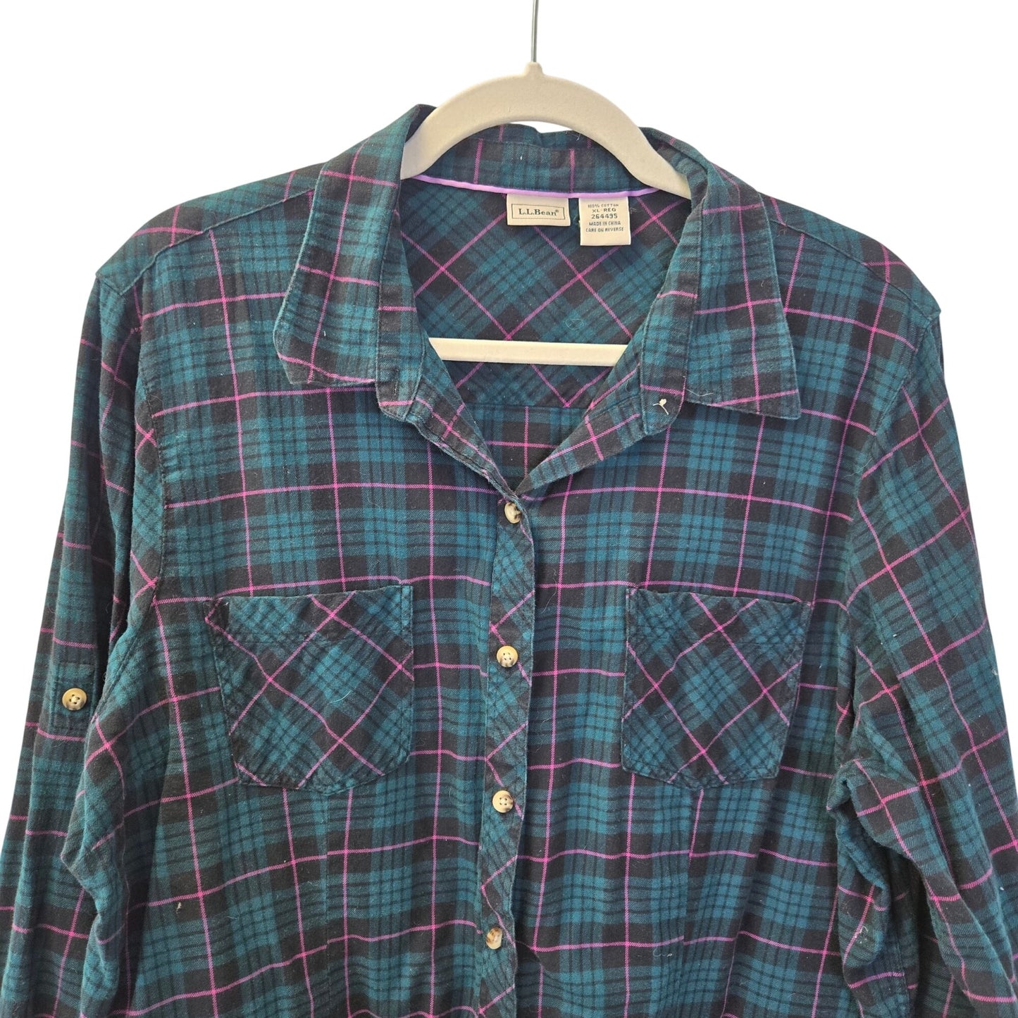 L.L. Bean Flannel Plaid Button Down Shirt Size XL