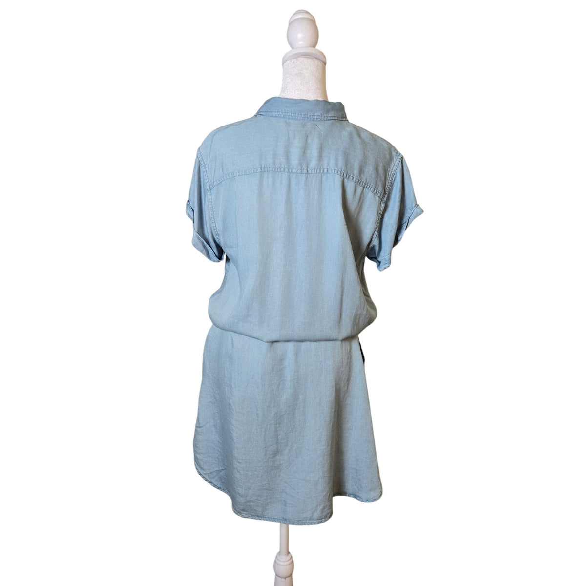 Thread & Supply Chambray Tie Waist Short Sleeve Shirt Dress Size Large