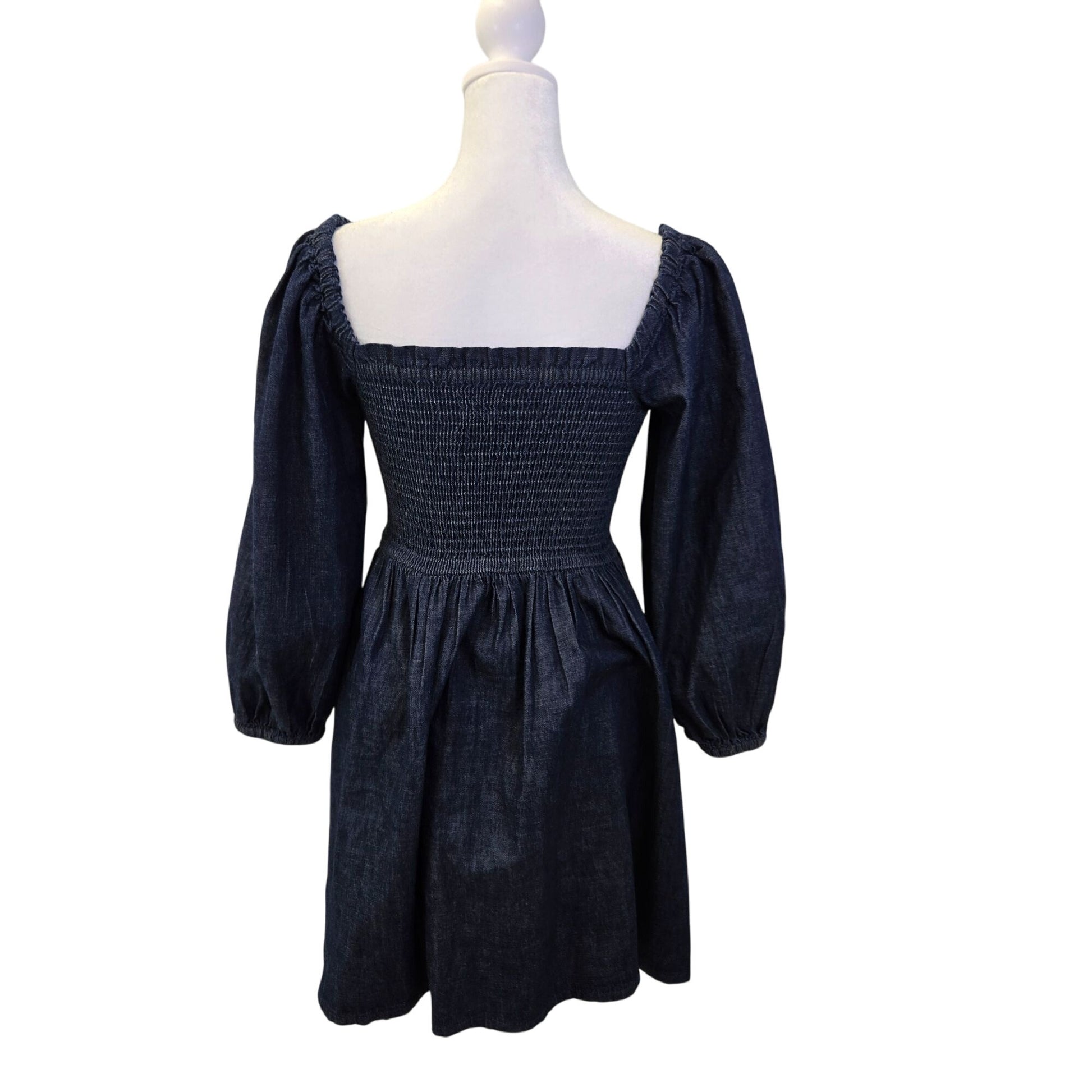 J. Crew Smocked Puff Sleeve Chambray Mini Dress Size XS –