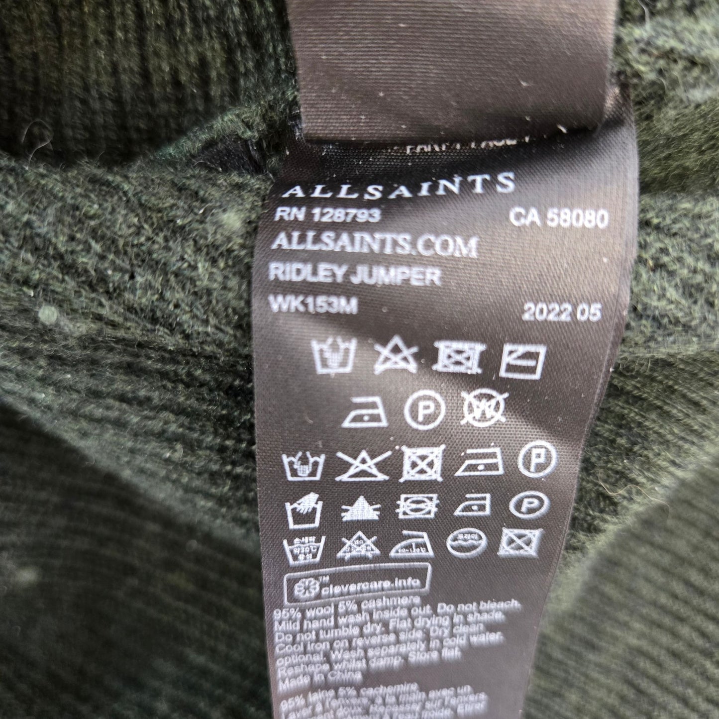 All Saints Dolman Sleeve Ridley Jumper Wool & Cashmere Blend Size Small