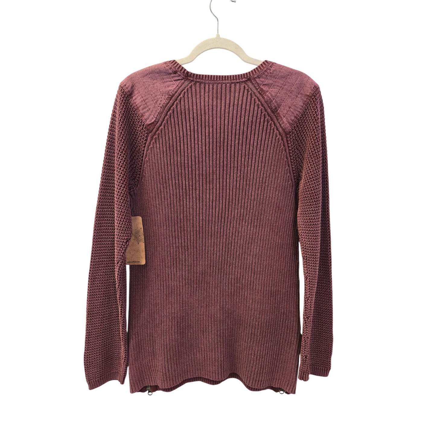 NWT Ruff Hewn Cotton Burnout Waffle Textured Zip Detail Tunic Sweater Size Large
