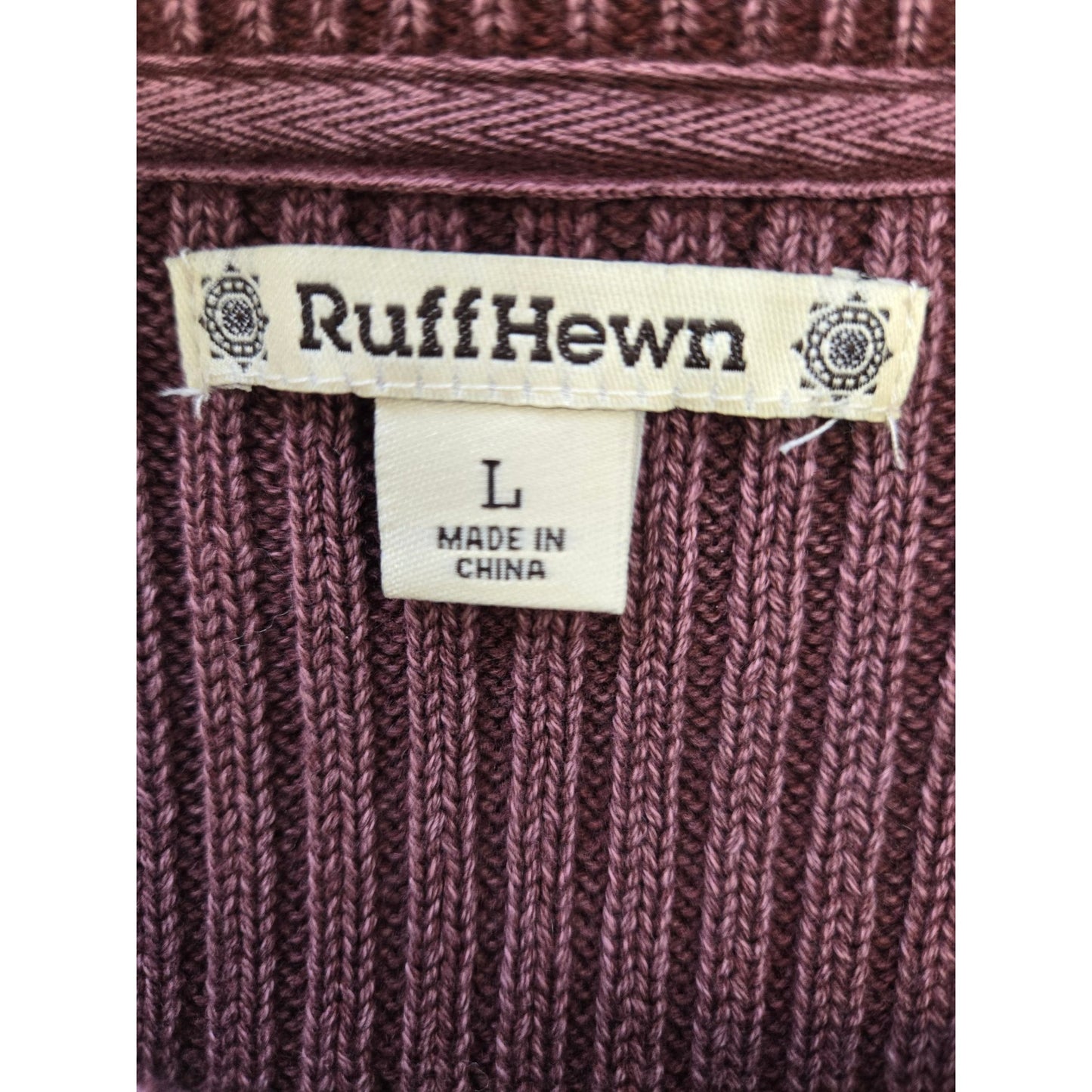 NWT Ruff Hewn Cotton Burnout Waffle Textured Zip Detail Tunic Sweater Size Large