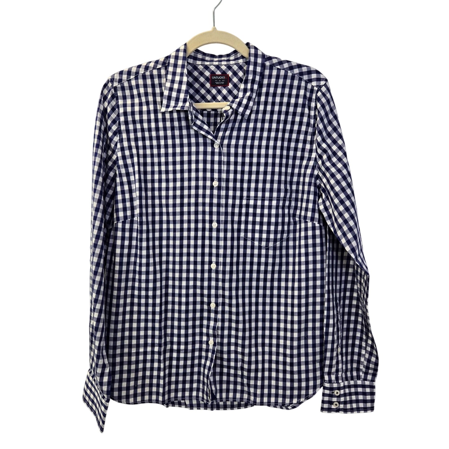 NWT UNTUCKit Belleza Gingham Print Long Sleeve Button Down Shirt Size 2