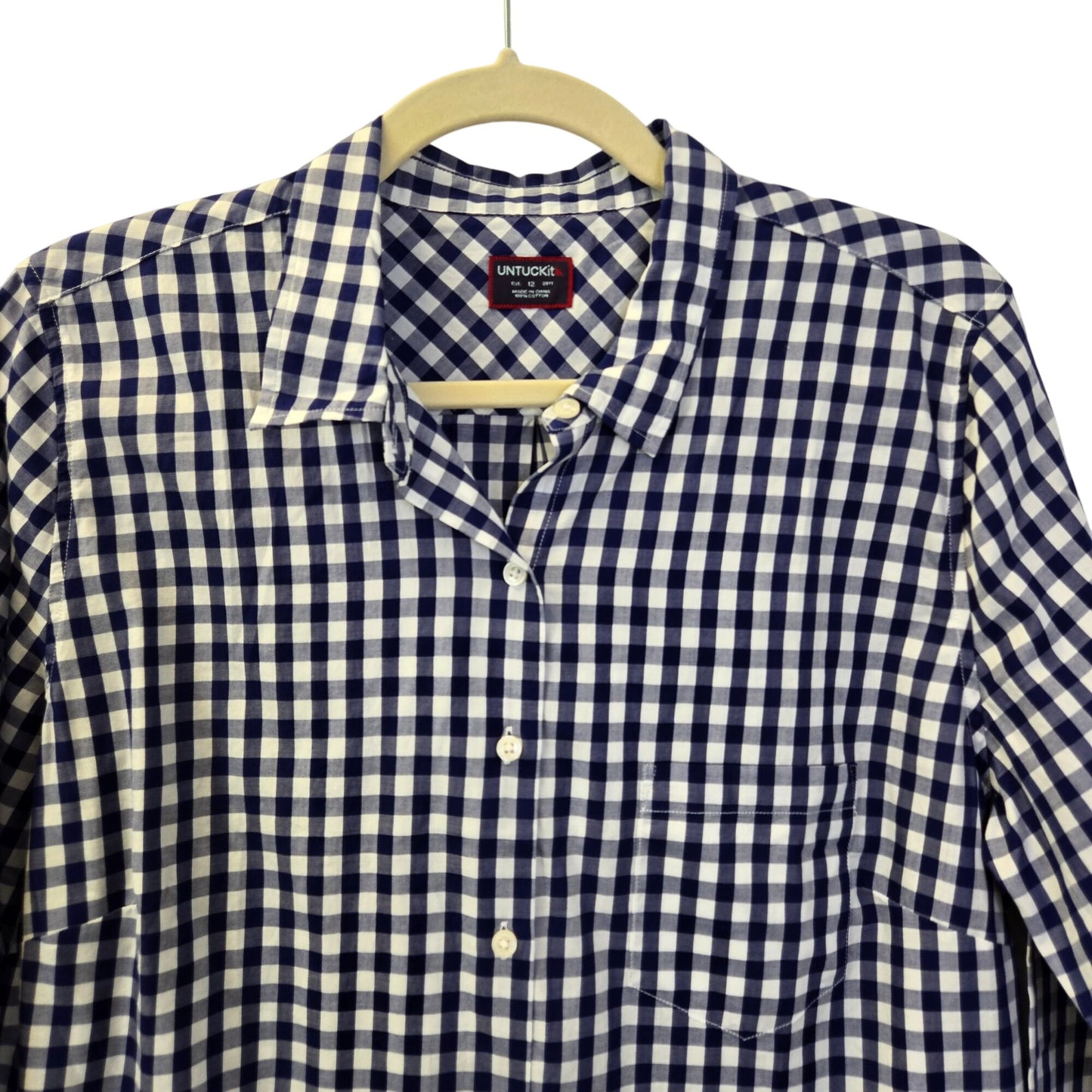NWT UNTUCKit Belleza Gingham Print Long Sleeve Button Down Shirt Size 2