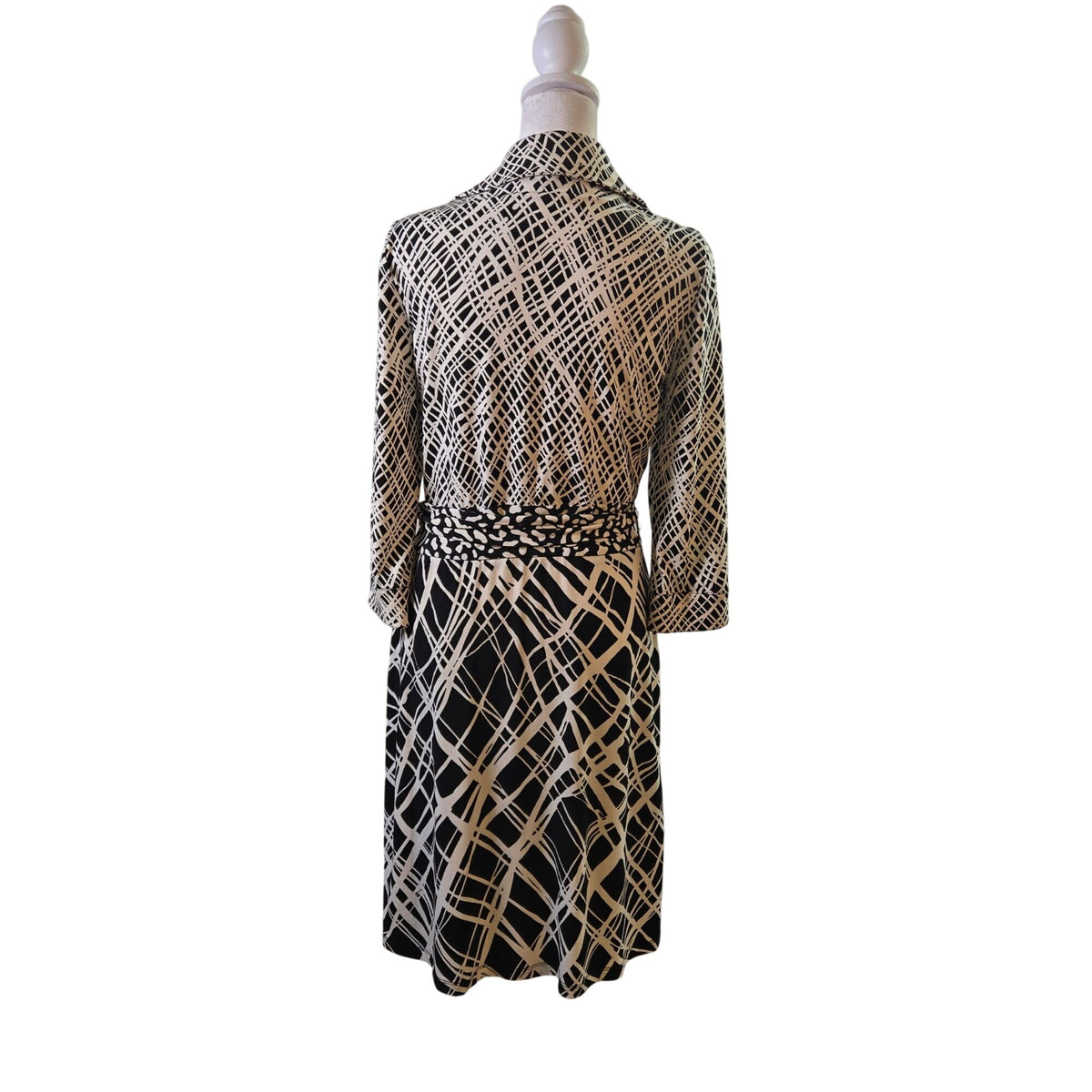 Ann Taylor Geo-Mix Print 3/4 Sleeve Wrap Dress Size 8