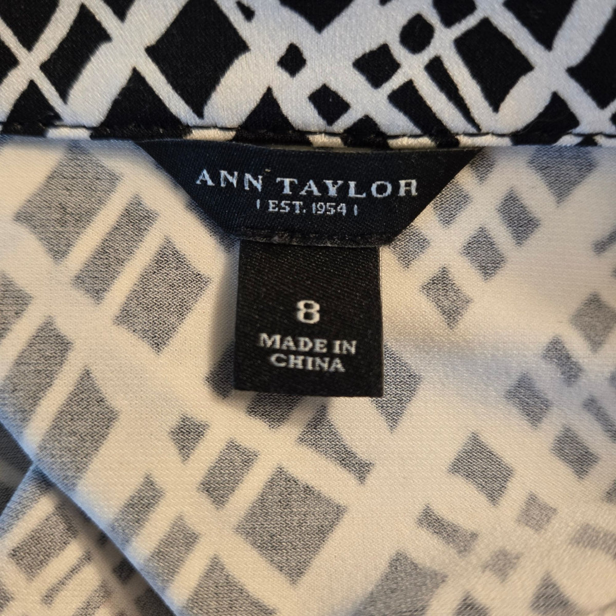 Ann Taylor Geo-Mix Print 3/4 Sleeve Wrap Dress Size 8