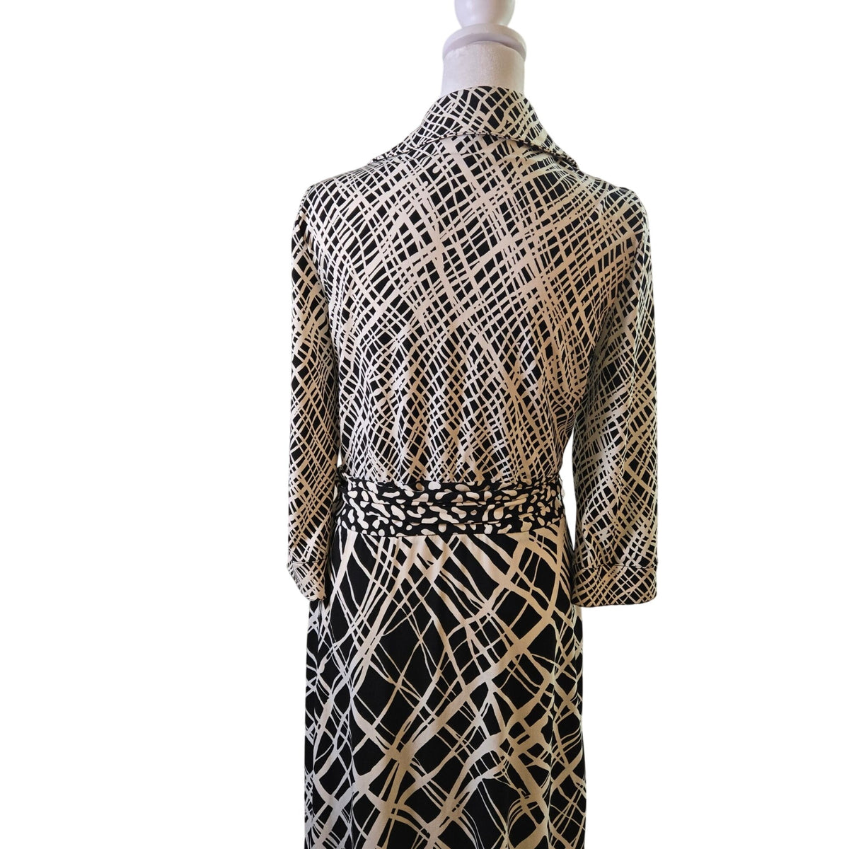 Ann Taylor Geo-Mix Print 3/4 Sleeve Wrap Dress Size 8