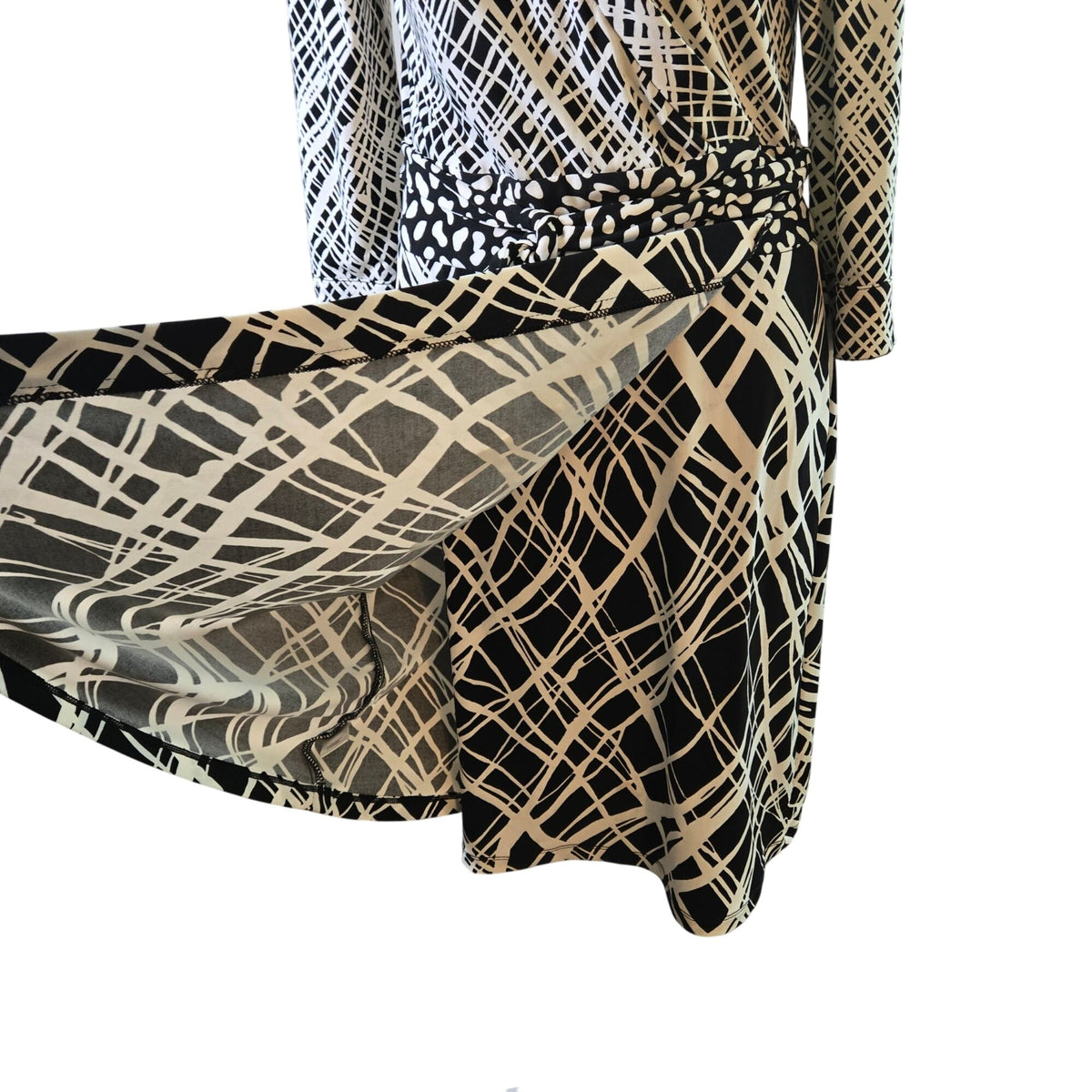 Ann Taylor Geo-Mix Print 3/4 Sleeve Wrap Dress Size 8