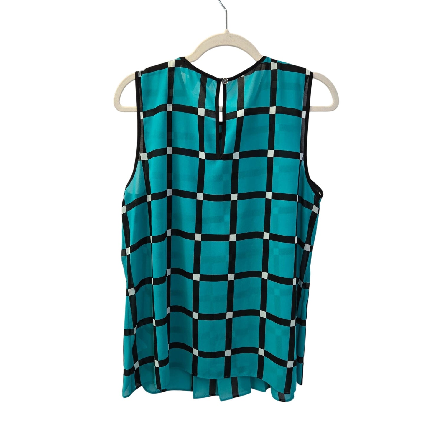 Michael Michael Kors Graphic Print Pleated Sleeveless Blouse Size Large