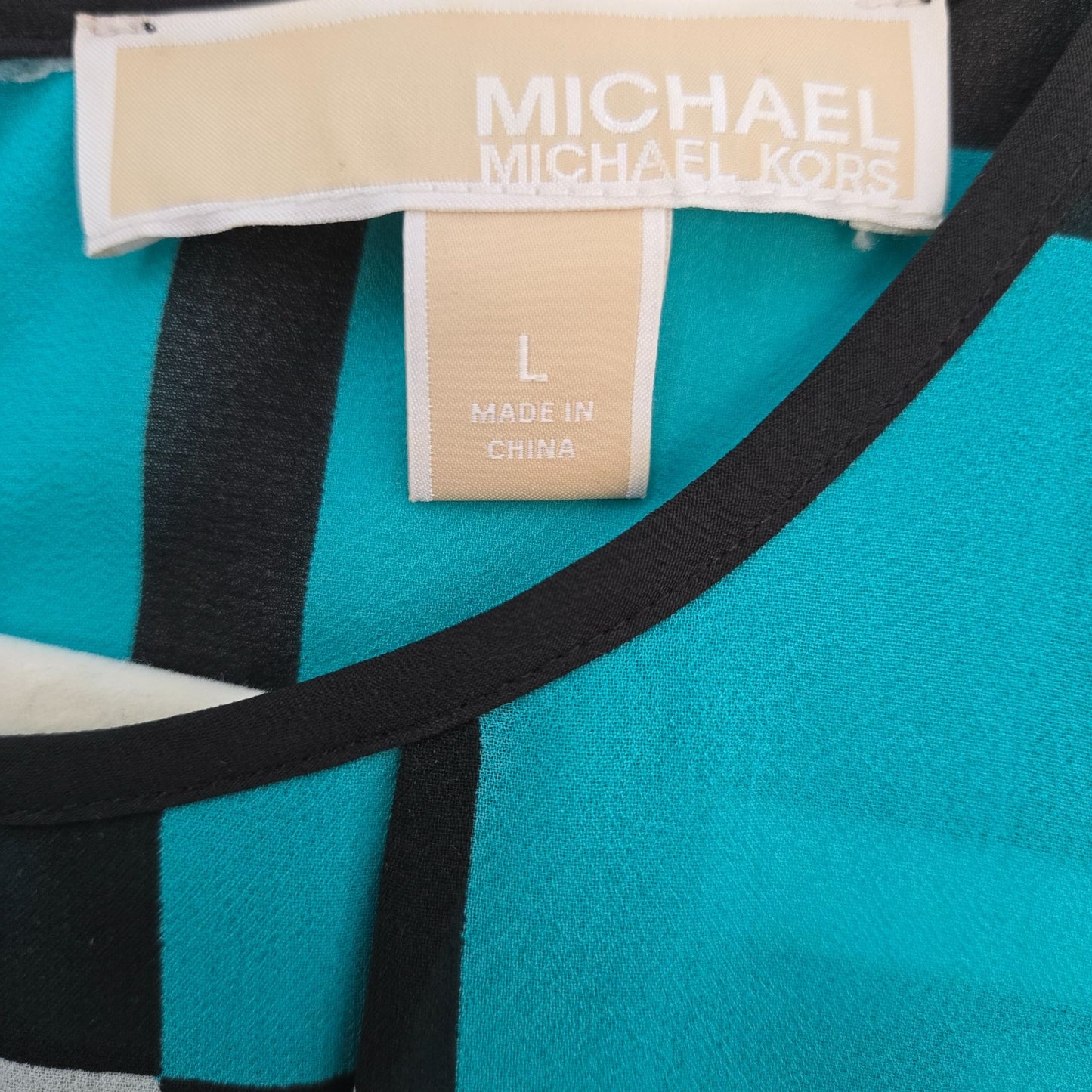 Michael Michael Kors Graphic Print Pleated Sleeveless Blouse Size Large