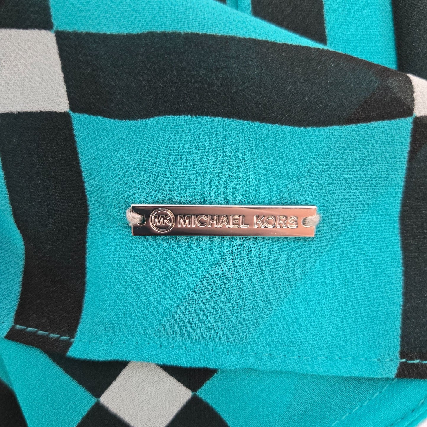 Michael Michael Kors Graphic Print Pleated Sleeveless Blouse Size Large