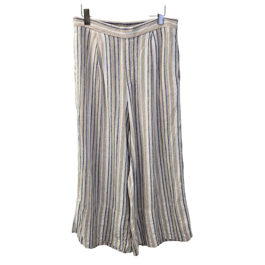 Banana Republic Linen Blend Striped Wide Leg Crop Pants Size Medium