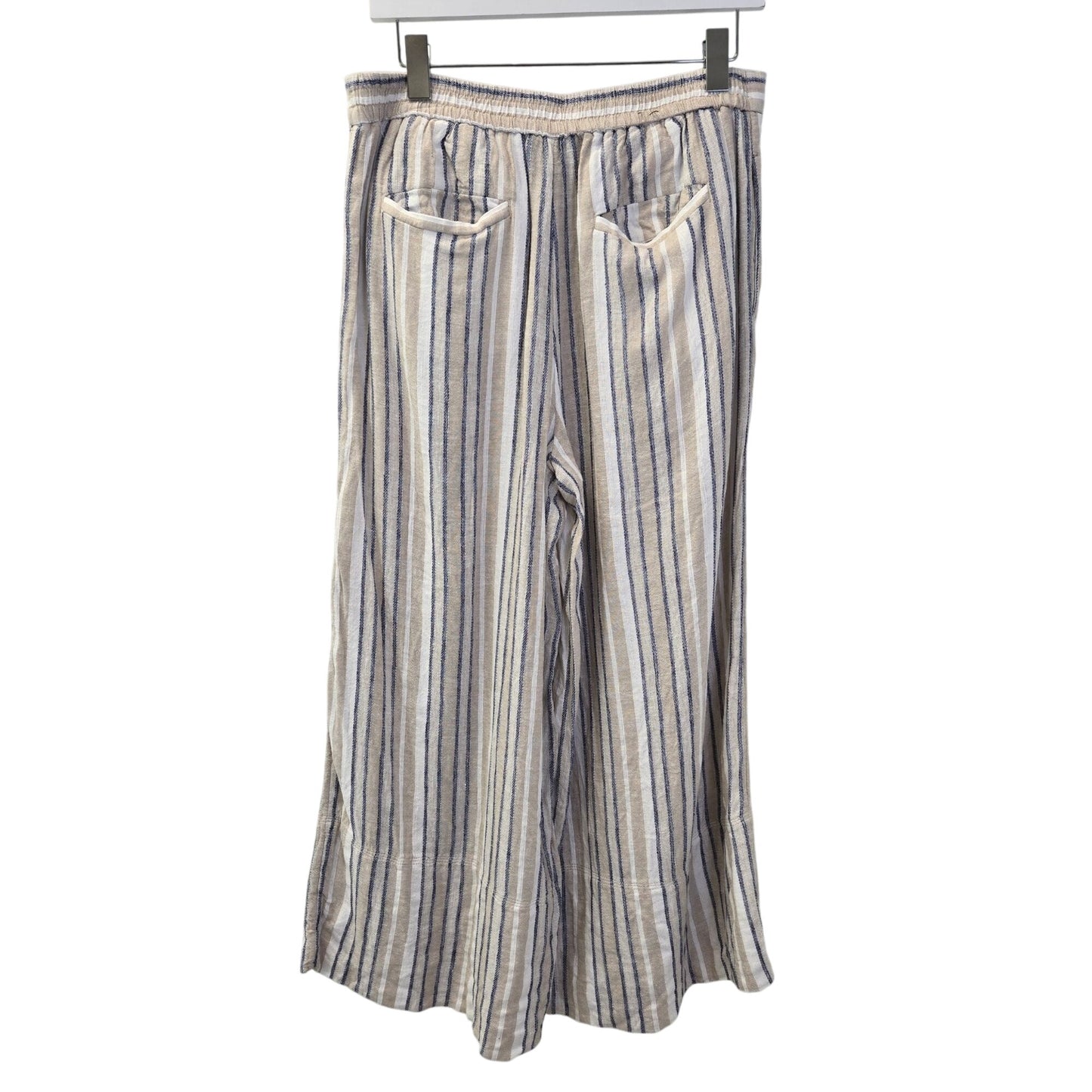Banana Republic Linen Blend Striped Wide Leg Crop Pants Size Medium