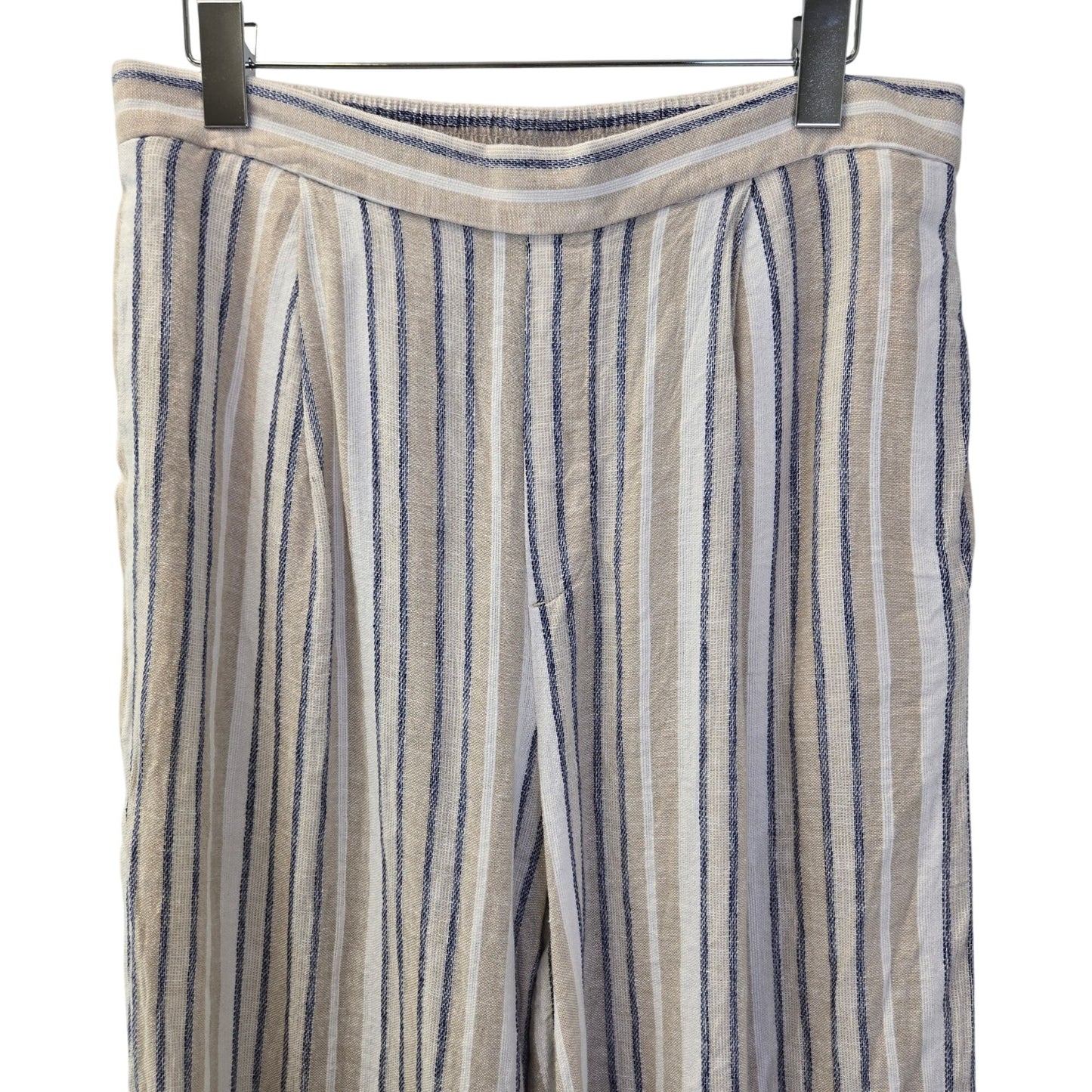 Banana Republic Linen Blend Striped Wide Leg Crop Pants Size Medium