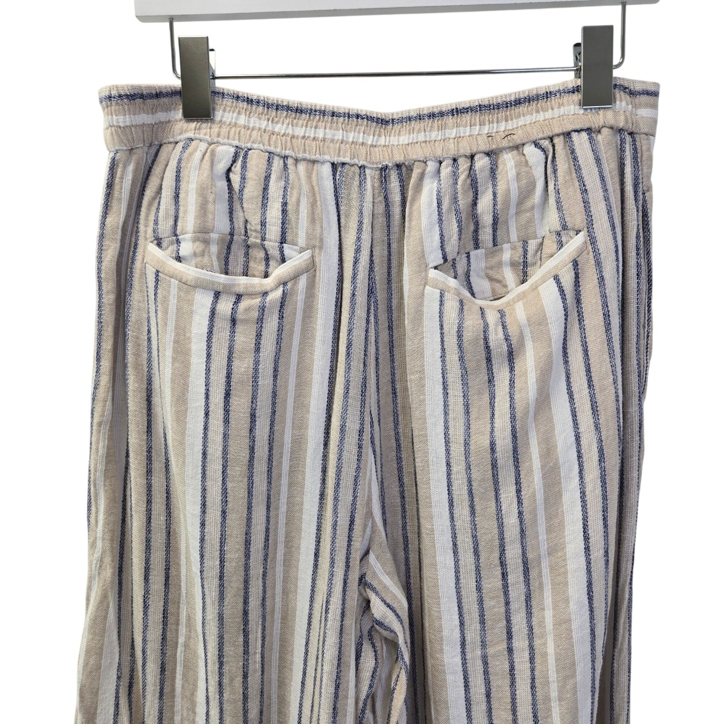 Banana Republic Linen Blend Striped Wide Leg Crop Pants Size Medium