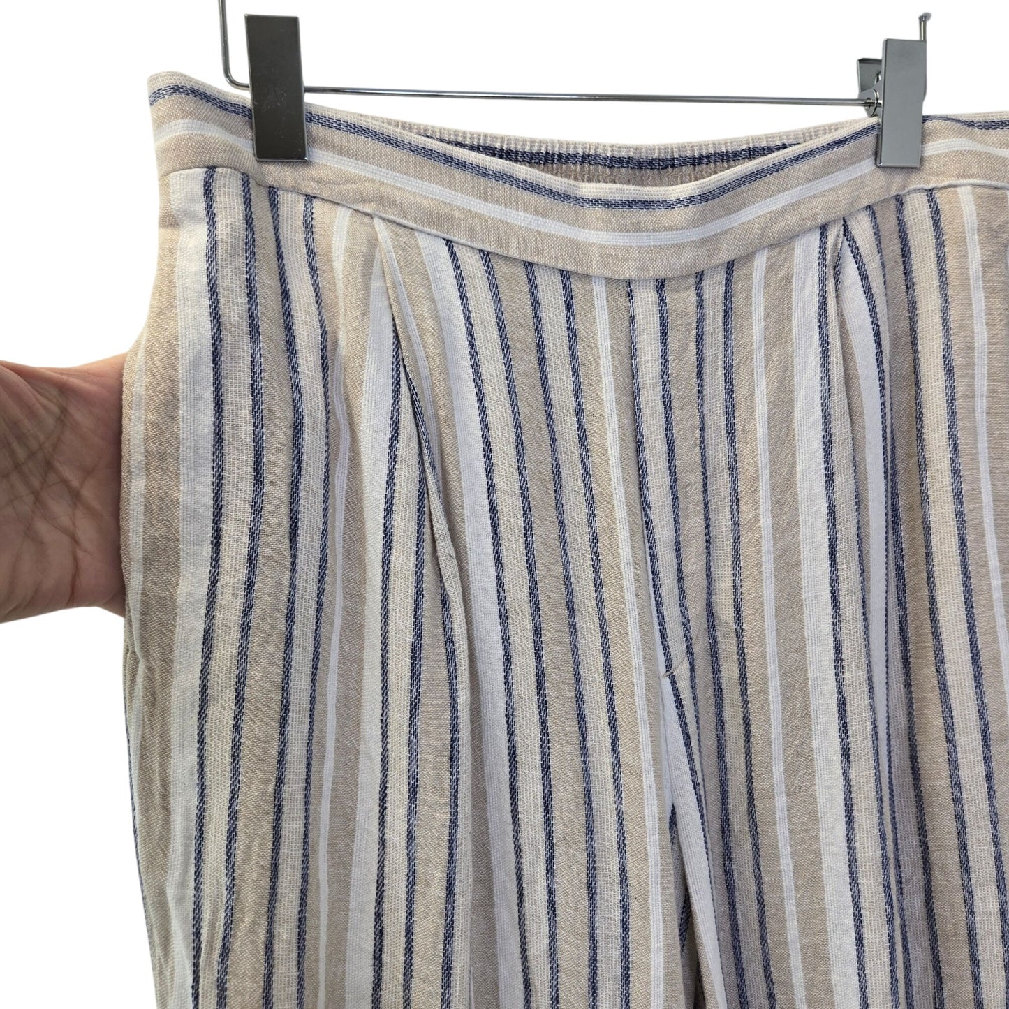 Banana Republic Linen Blend Striped Wide Leg Crop Pants Size Medium