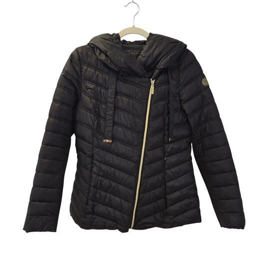 Laundry by Shelli Segal Asymmetrical Zip Hooded Puffer Jacket Size Small