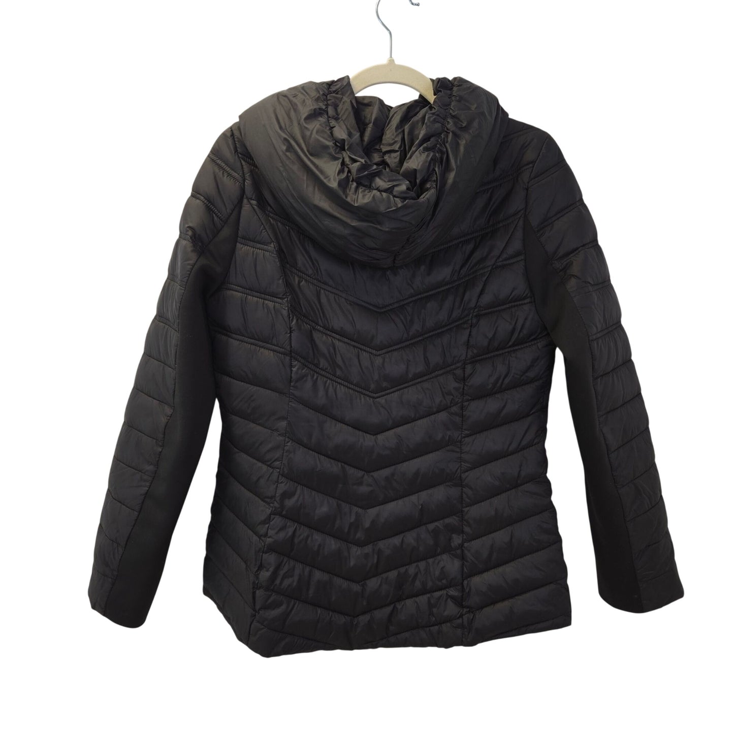 Laundry by Shelli Segal Asymmetrical Zip Hooded Puffer Jacket Size Small