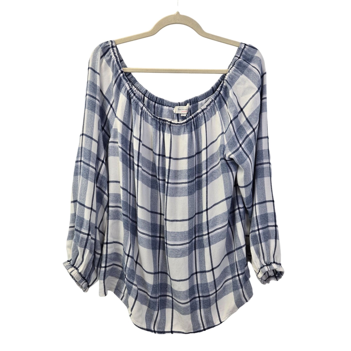 Two by Vince Camuto Plaid Soft Off-the-Shoulder Top Size Large