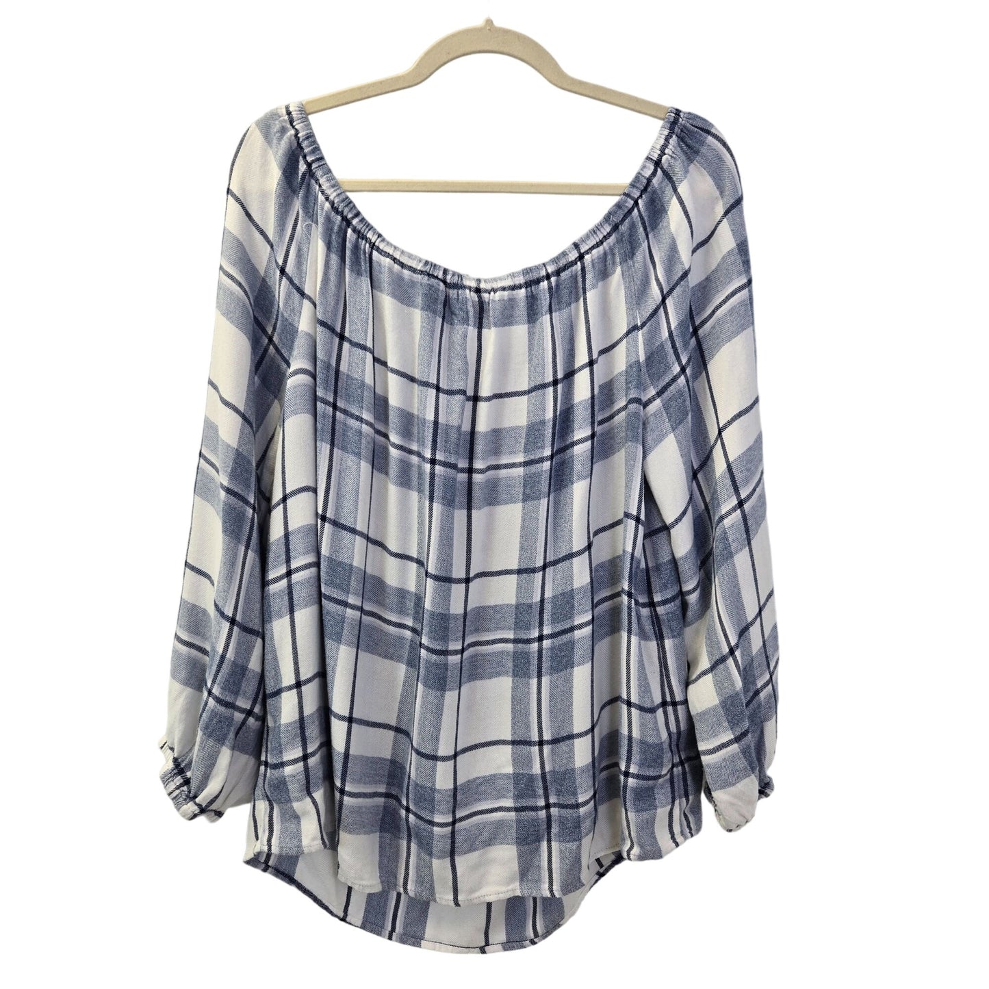 Two by Vince Camuto Plaid Soft Off-the-Shoulder Top Size Large