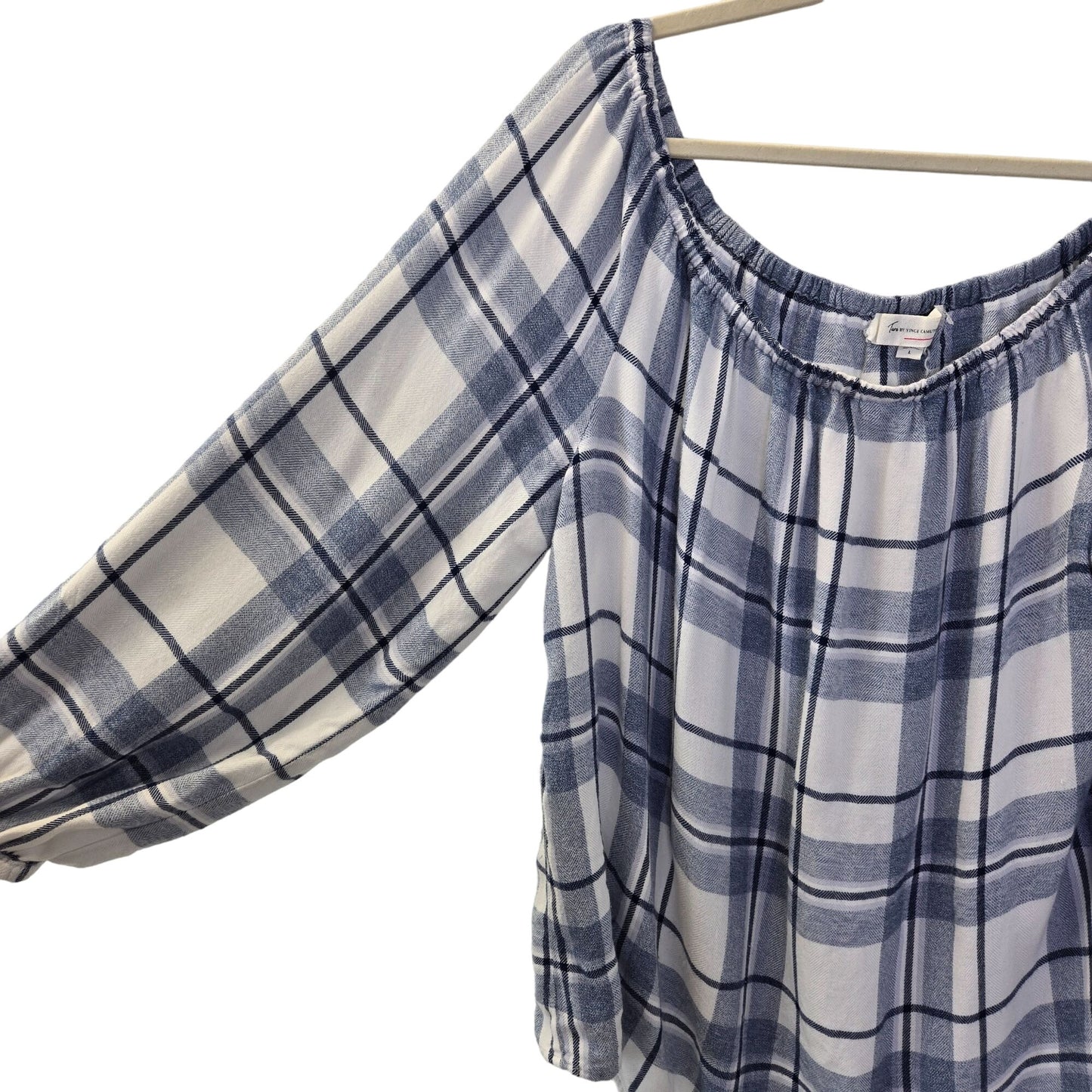 Two by Vince Camuto Plaid Soft Off-the-Shoulder Top Size Large