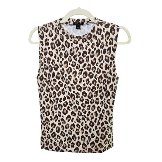 NWT Ann Taylor Leopard Print Mock Neck Sleeveless Jersey Top Size XS